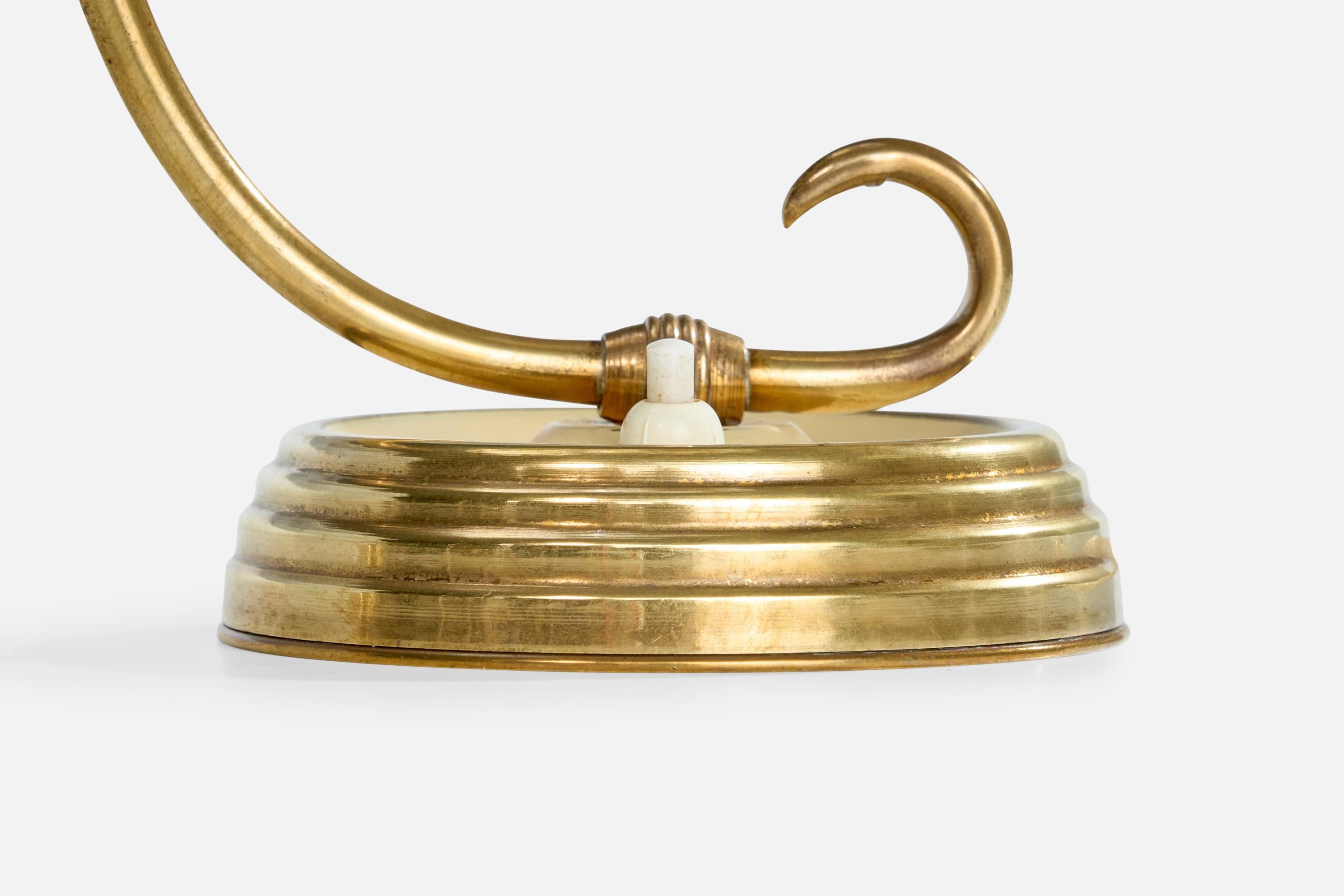 Italian Designer, Table Lamps, Brass, Glass, Italy, 1950s For Sale 4