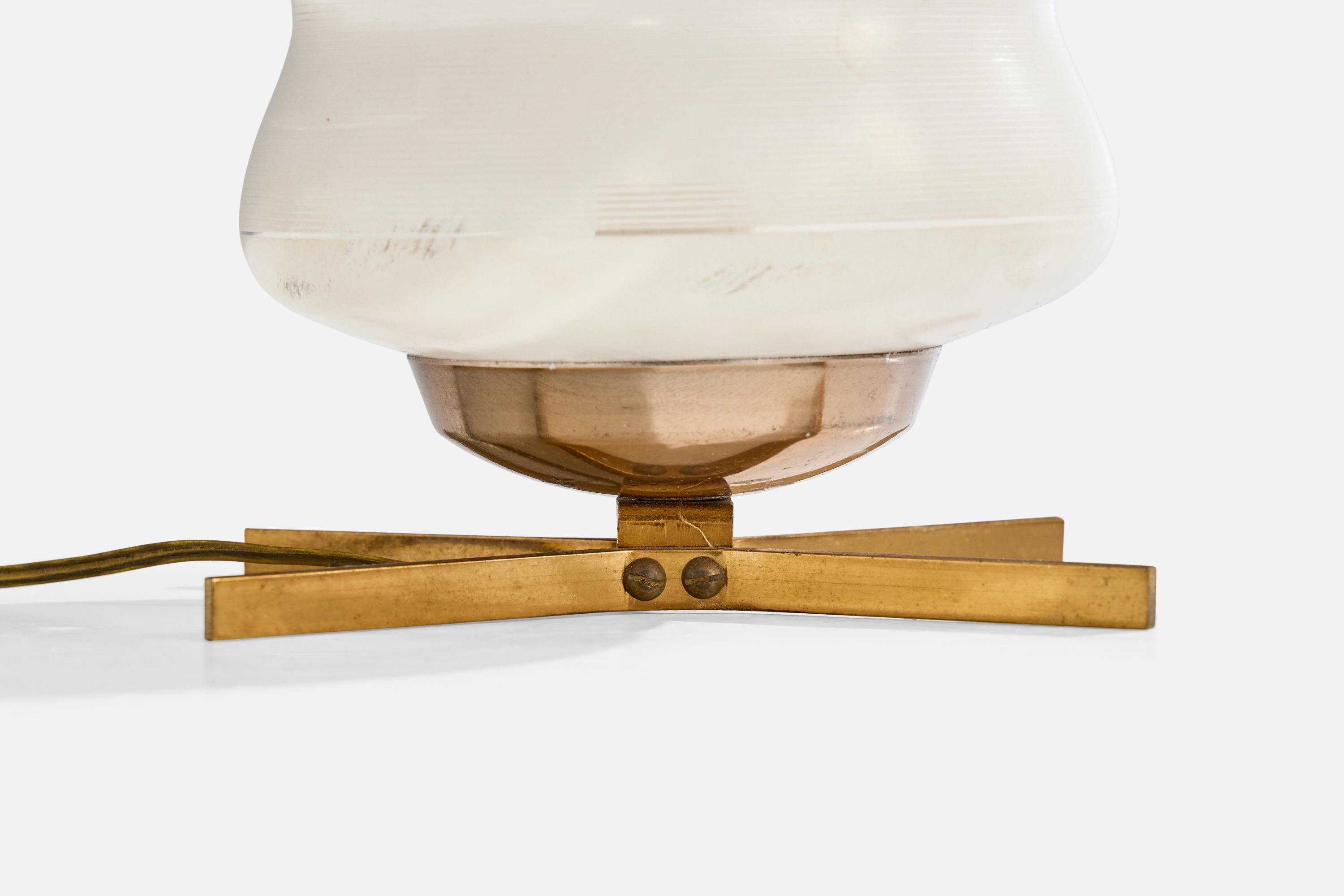 Diseñador italiano, Lámparas de mesa, Latón, Vidrio, Italia, Años 50 en venta 3