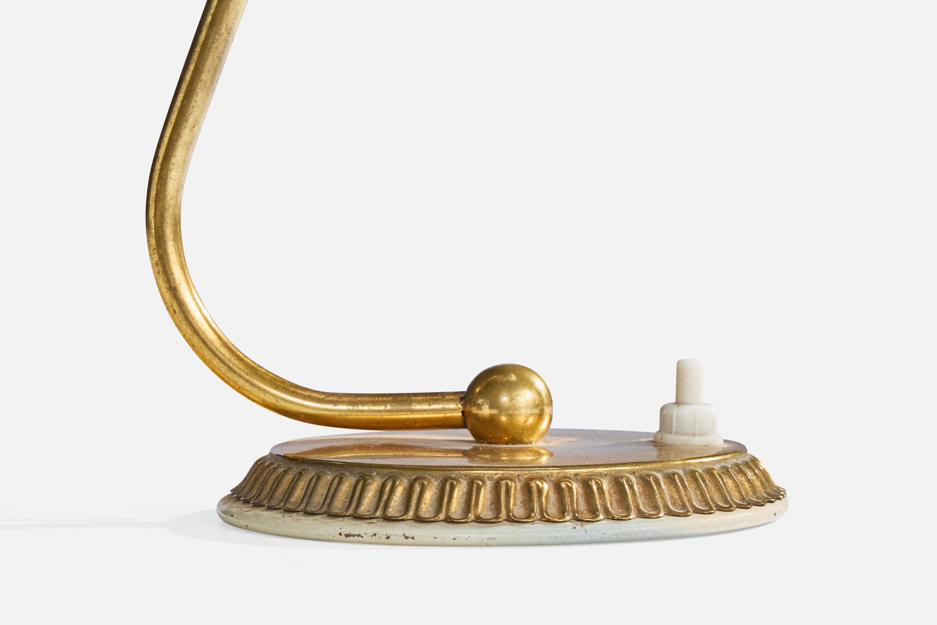 Italian Designer, Table Lamps, Brass, Glass, Italy, 1950s For Sale 4