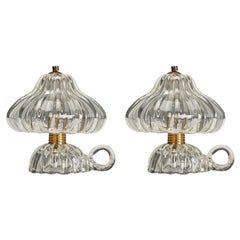 Italian Designer, Table Lamps, Brass, Glass, Italy, 1950s
