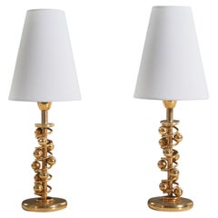 Italian Designer, Table Lamps, Brass, Italy, 1950s