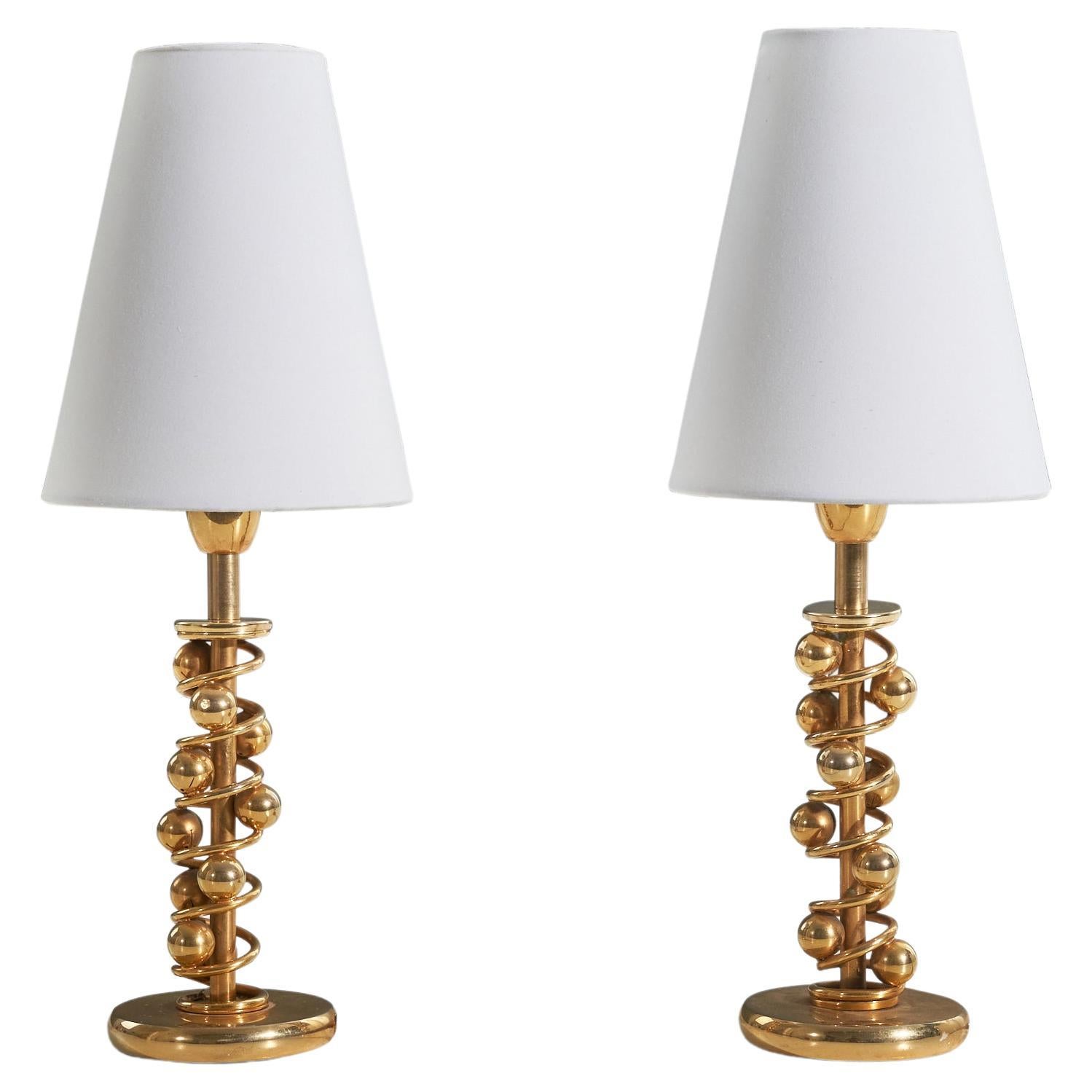 Italian Designer, Table Lamps, Brass, Italy, 1950s For Sale