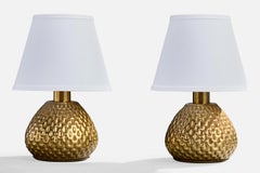 Italienische Designerin, Tischlampen, Messing, Italien, 1970er Jahre