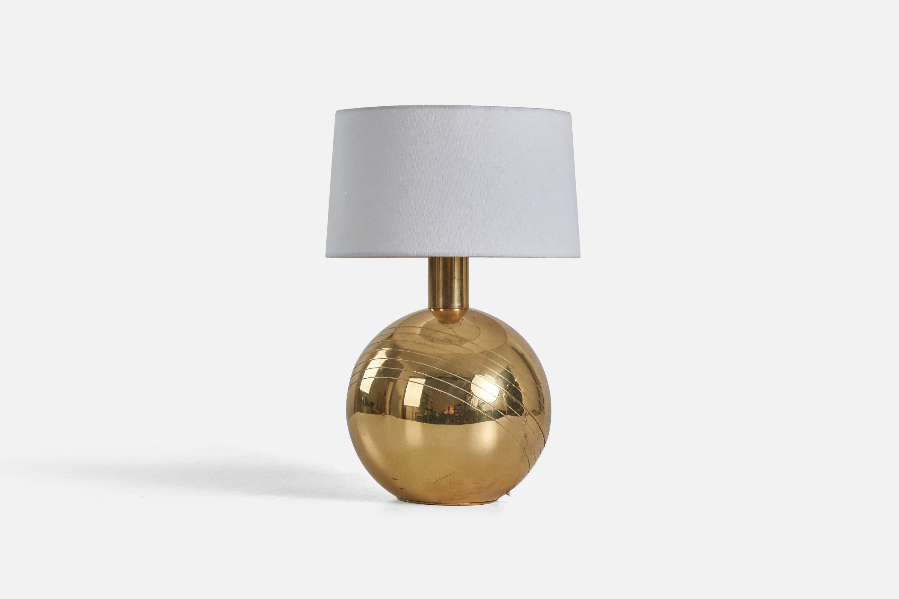 Mid-Century Modern Italian Designer, Table Lamps, Brass, Italy, 1970s