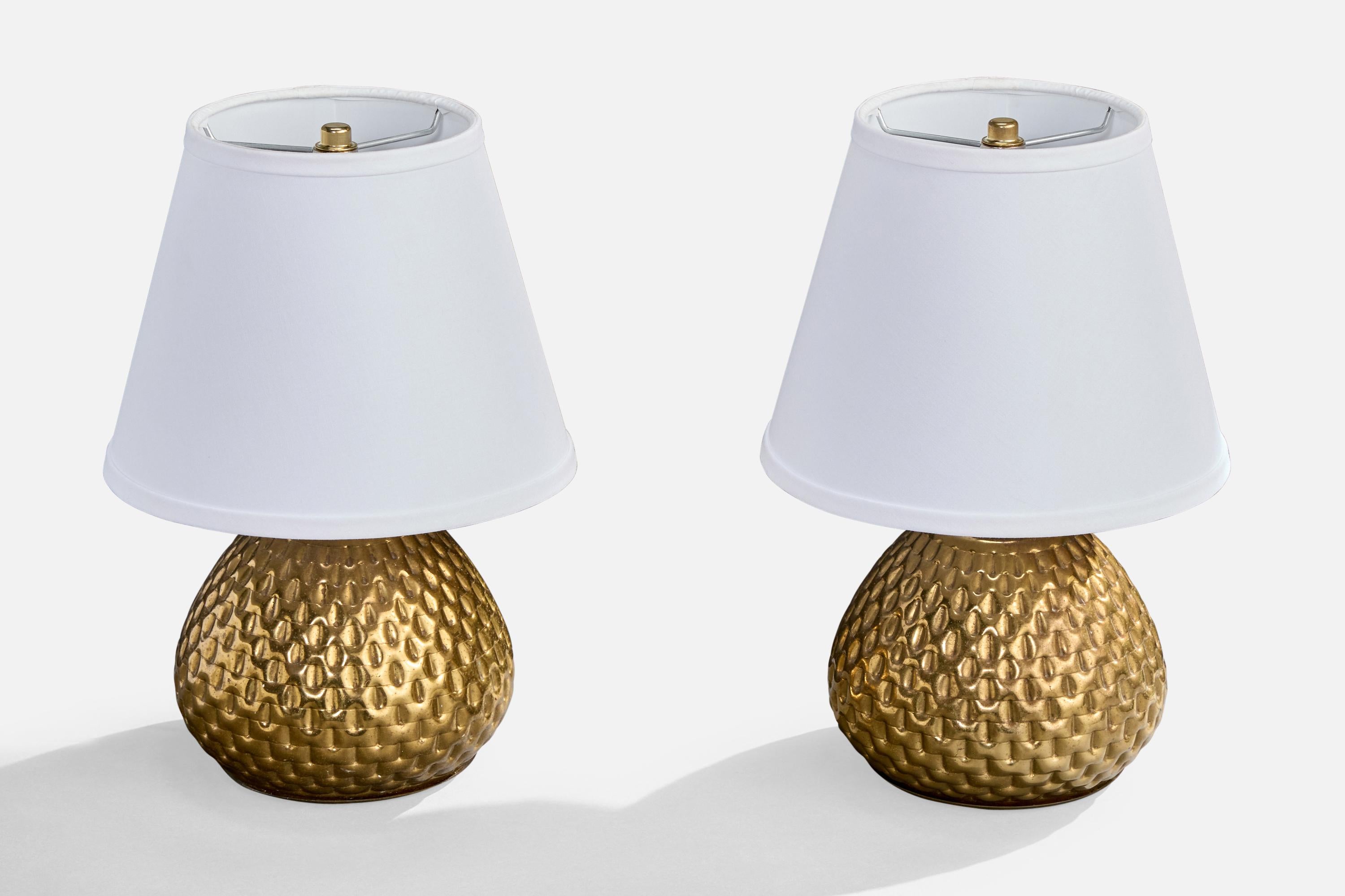 Mid-Century moderno Designer italiano, Lampade da tavolo, Ottone, Italia, anni '1970 in vendita