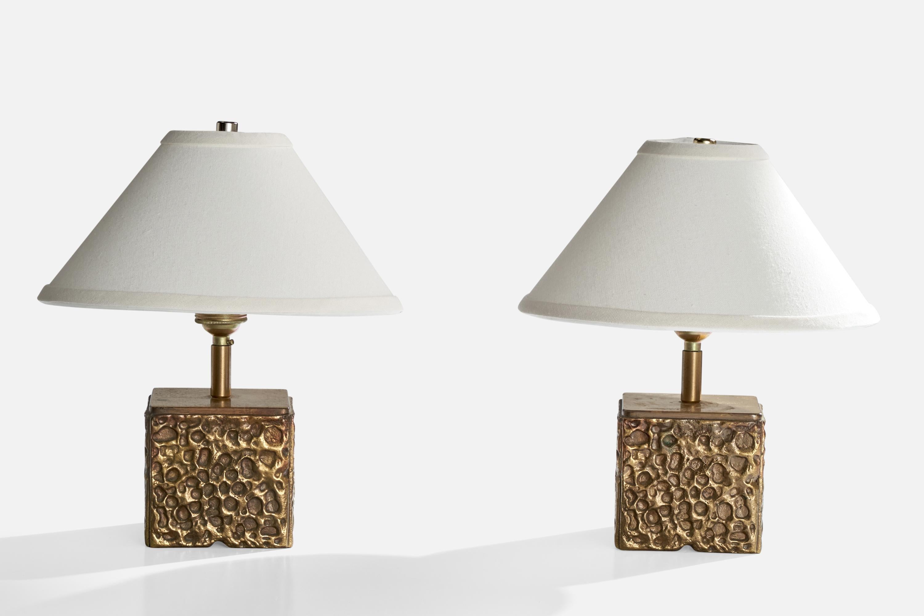 Italian Designer, Table Lamps, Brass, Italy, 1970s 1