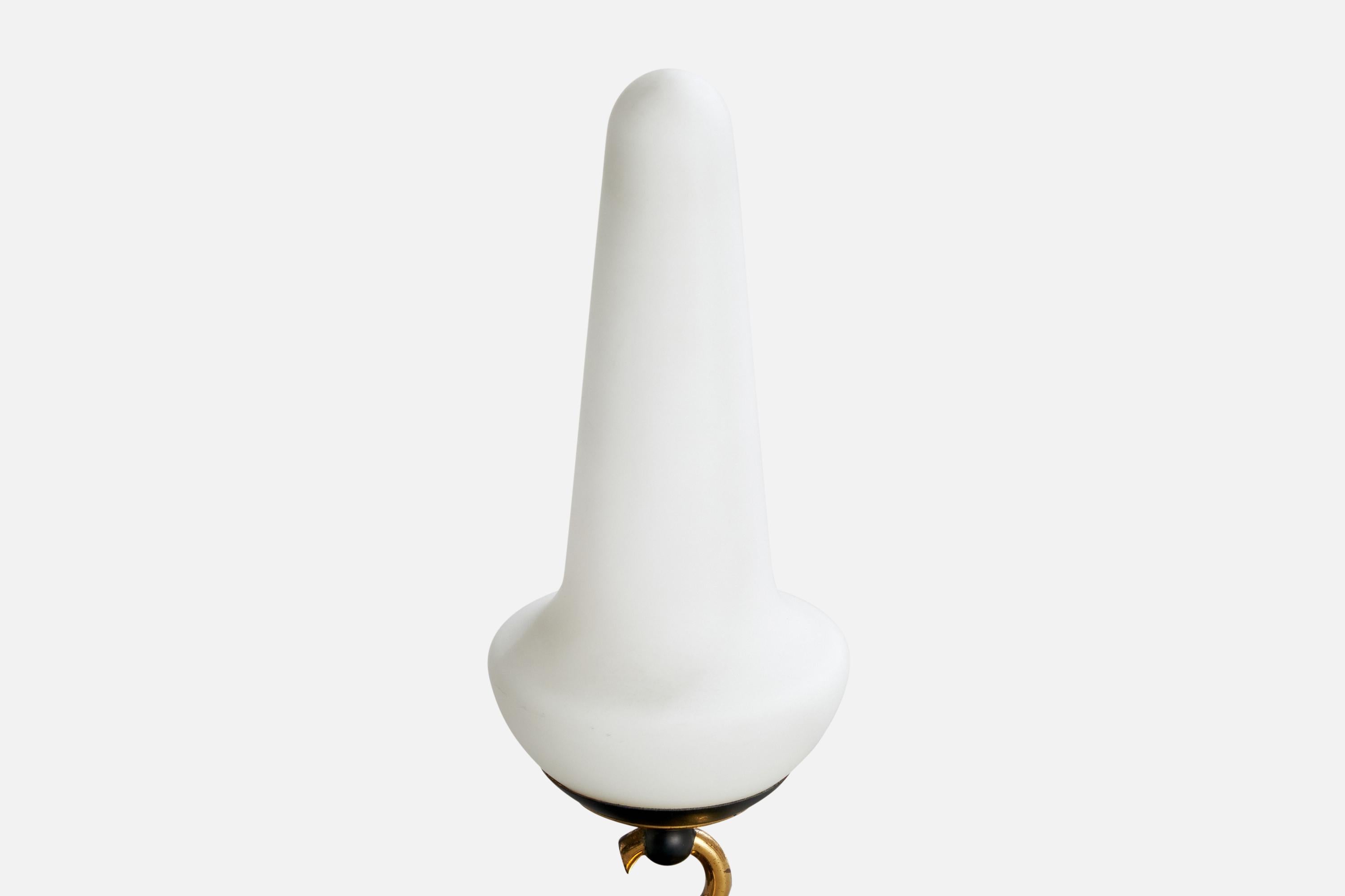 Métal Designer italien, lampes de table, laiton, métal, verre, Italie, années 1960 en vente