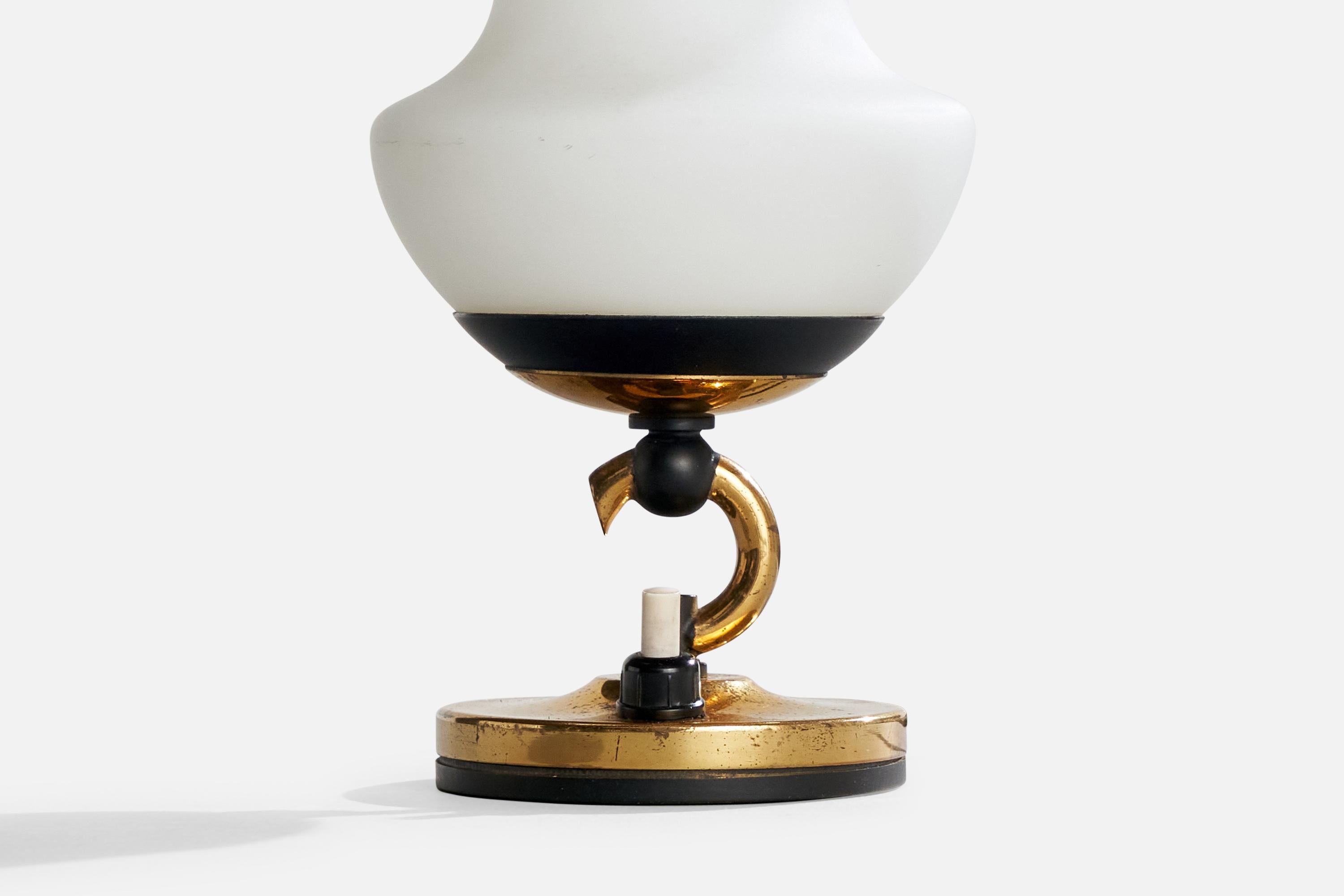 Designer italien, lampes de table, laiton, métal, verre, Italie, années 1960 en vente 2
