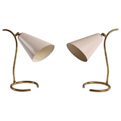 Italian Designer, Table Lamps, Brass, Metal, Italy, 1950s