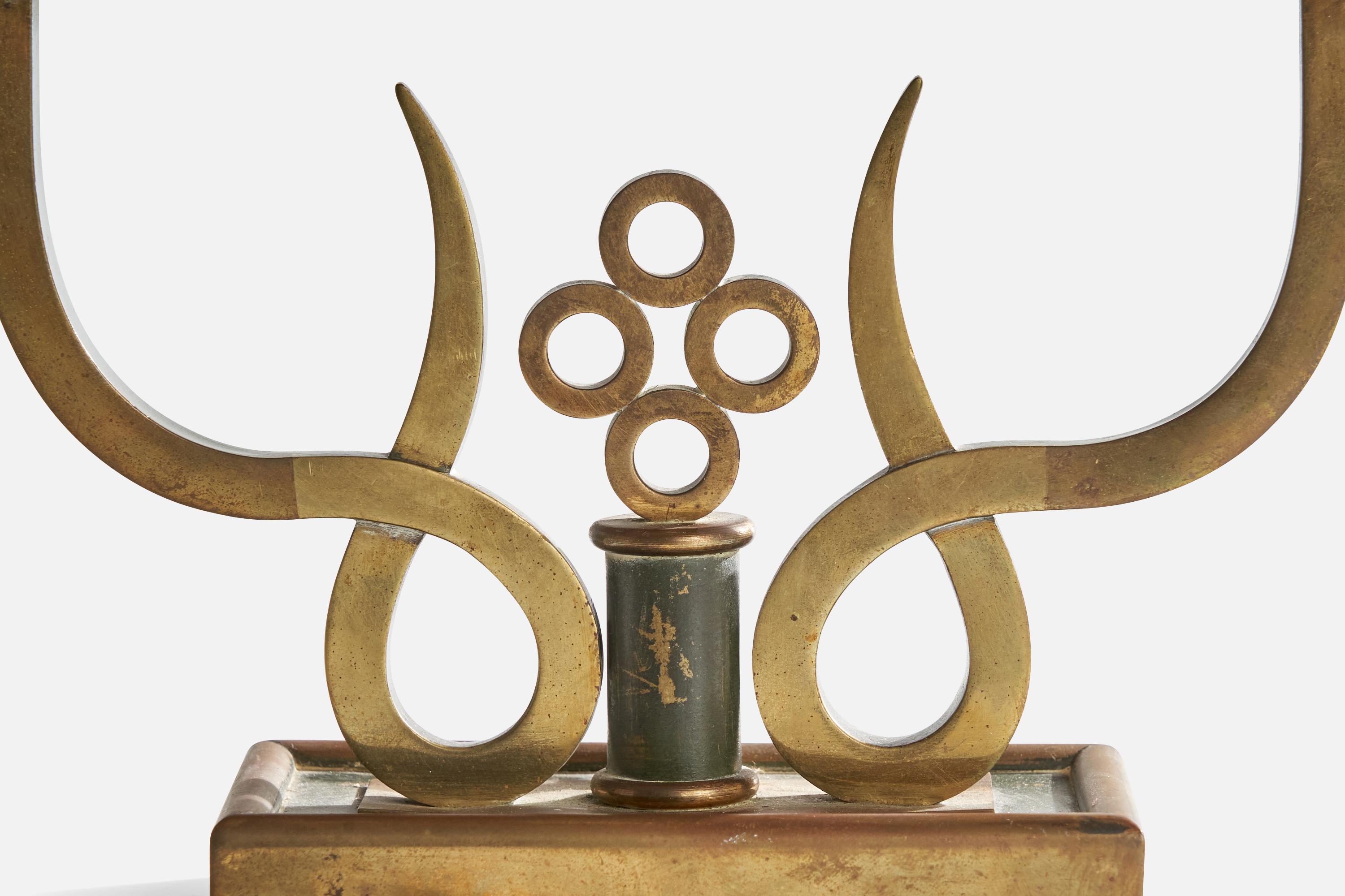 Italian Designer, Table Lamps, Brass, Metal, Paper, Italy, 1930s For Sale 3