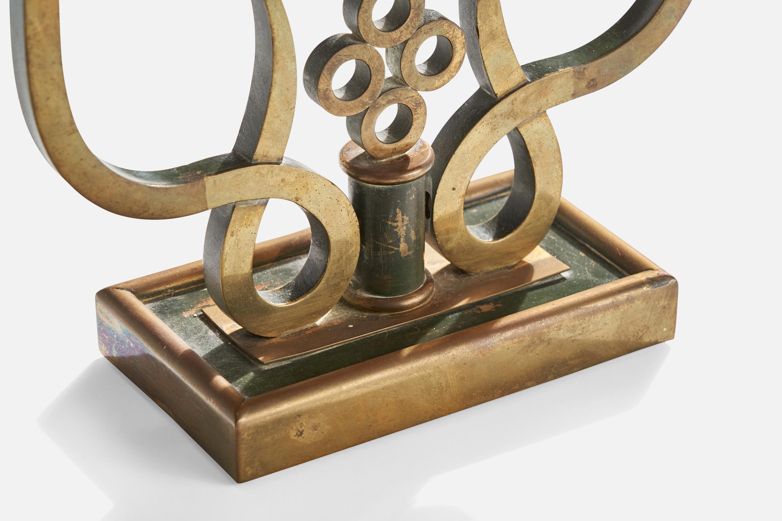 Italian Designer, Table Lamps, Brass, Metal, Paper, Italy, 1930s For Sale 4