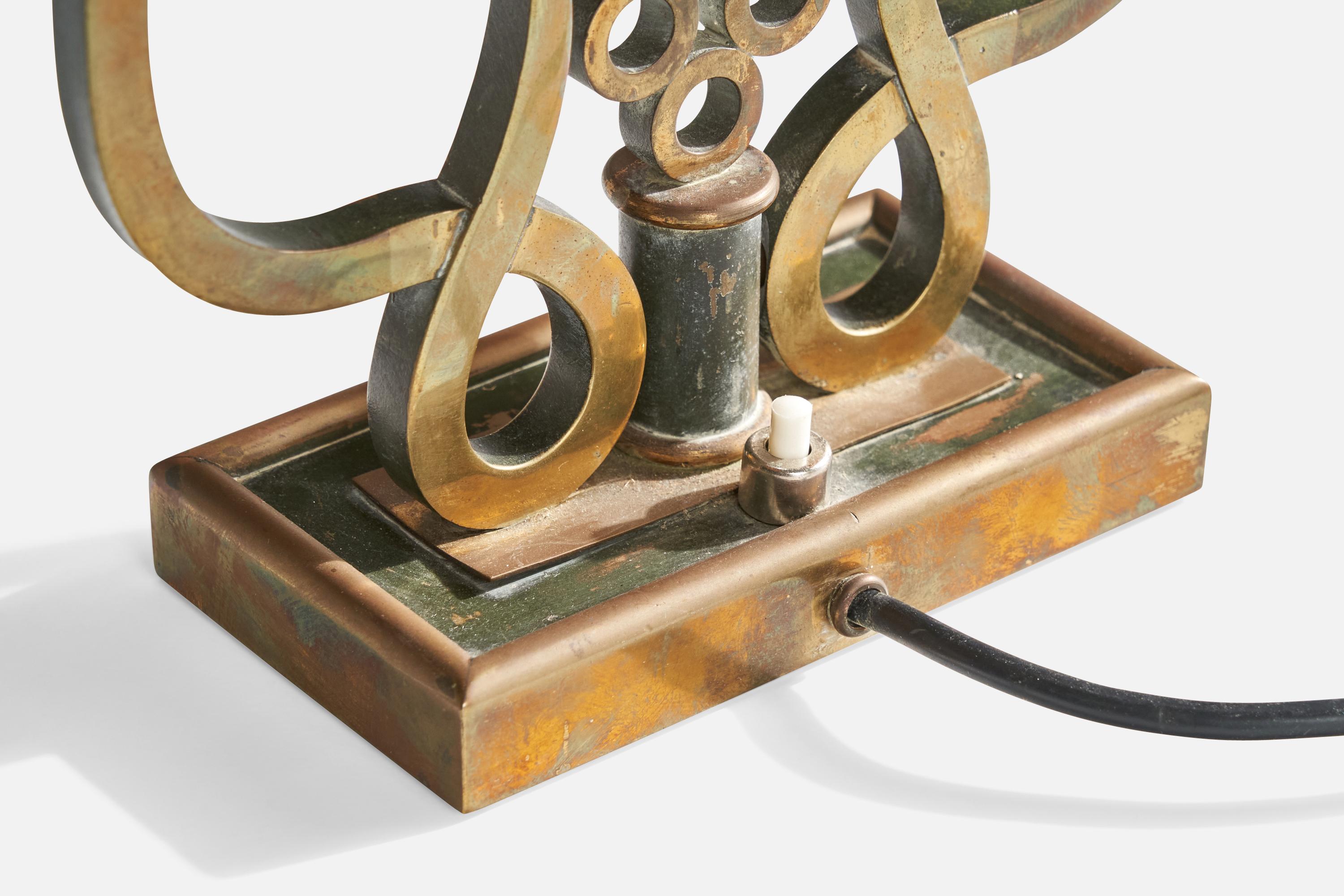 Italian Designer, Table Lamps, Brass, Metal, Paper, Italy, 1930s For Sale 5