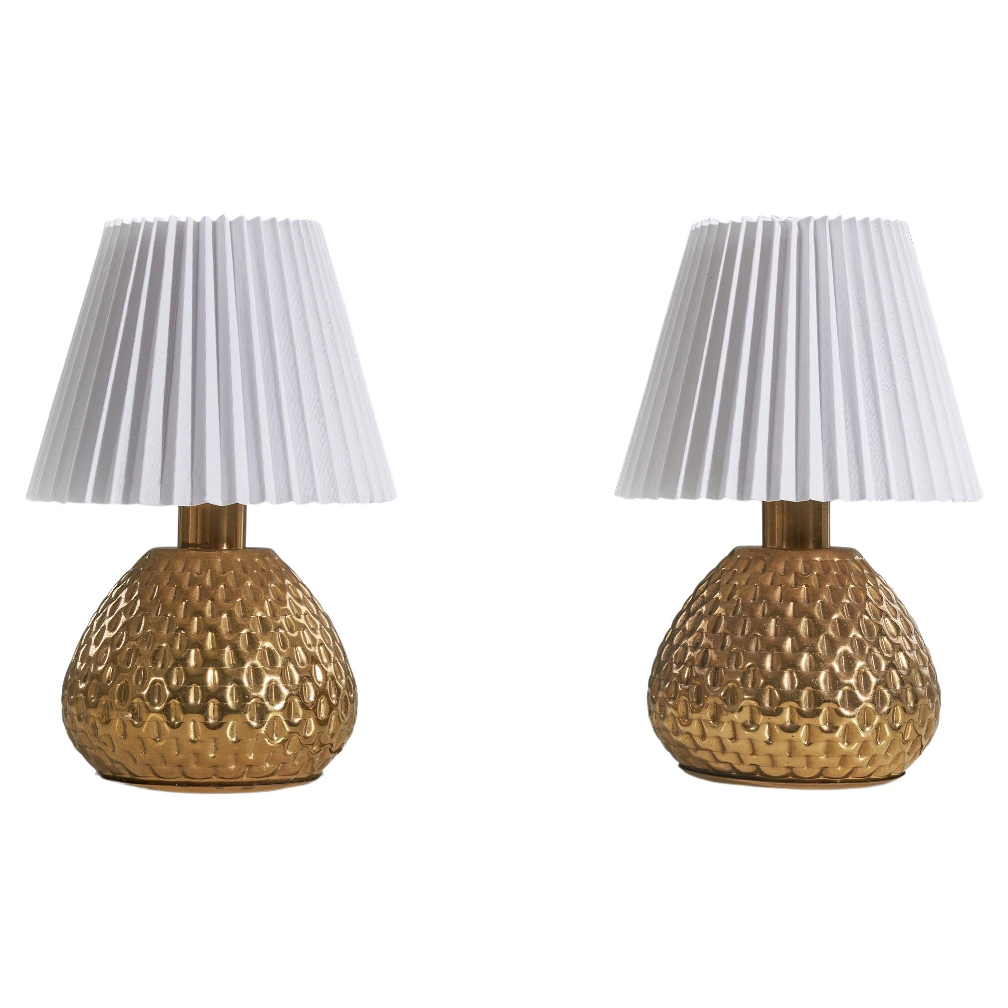 Italian Designer, Table Lamps, Brass, Paper, Italy, 1970s For Sale