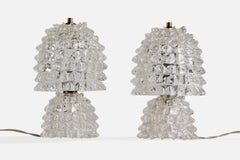 Italian Designer, Table Lamps, Glass, Brass, Italy, 1940s