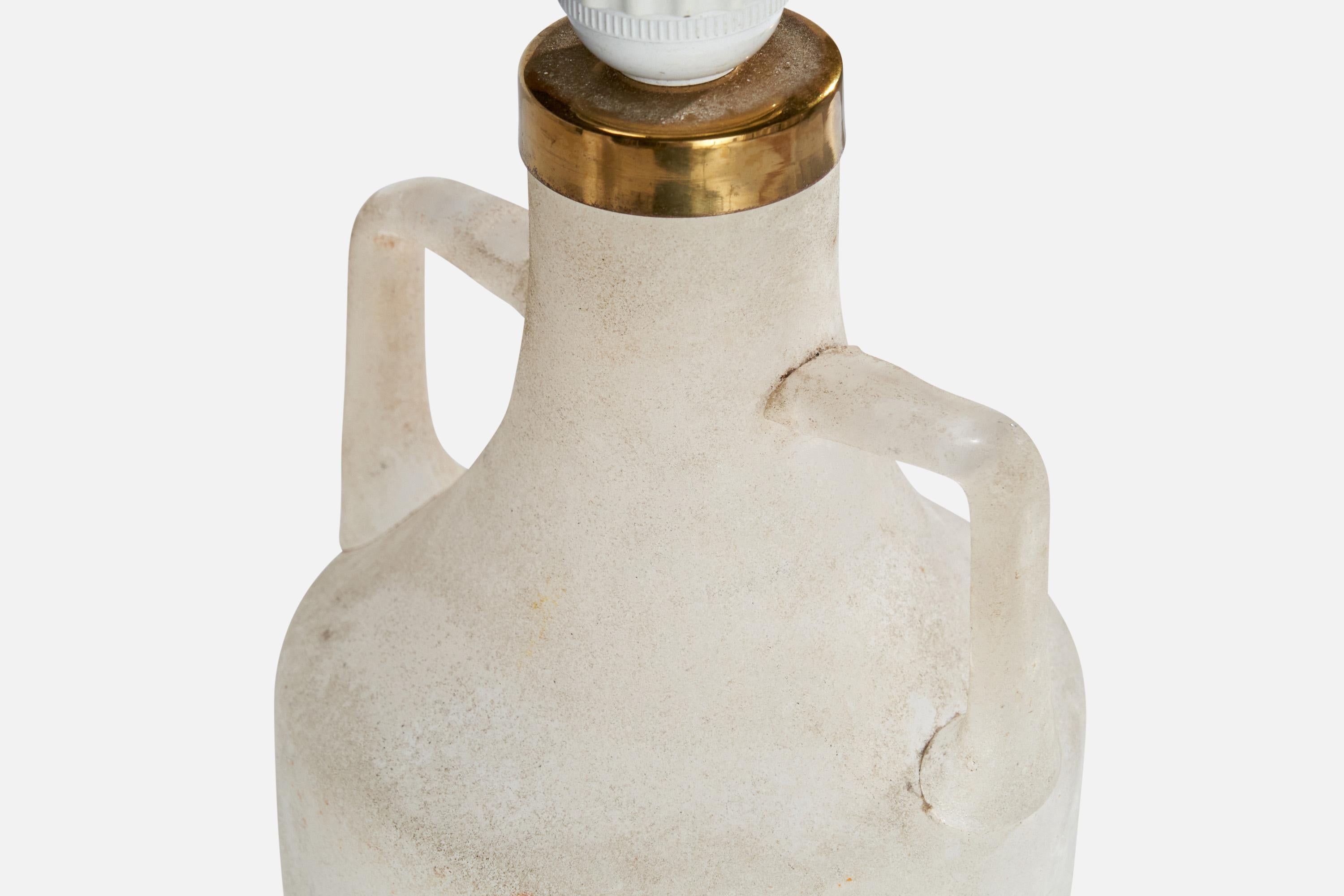 Italian Designer, Table Lamps, Glass, Brass, Italy, 1940s For Sale 2