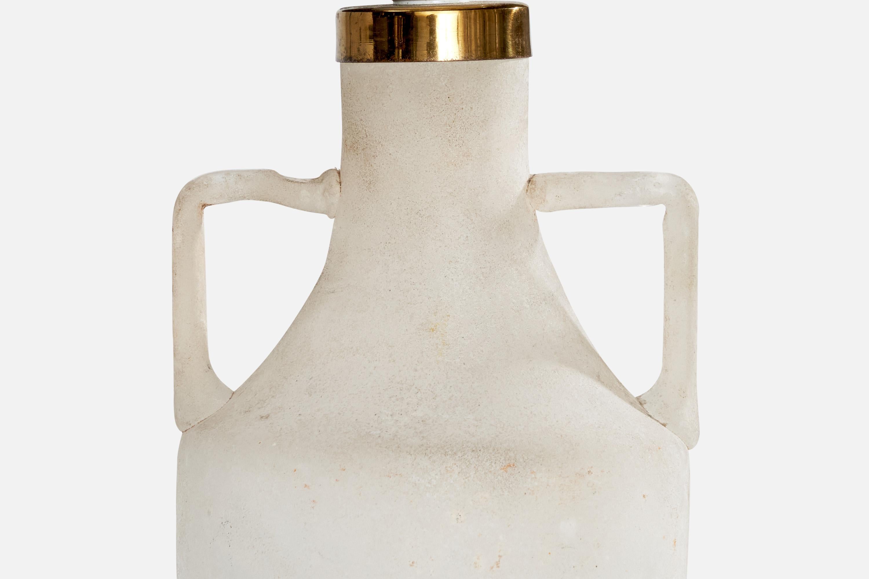 Italian Designer, Table Lamps, Glass, Brass, Italy, 1940s For Sale 3