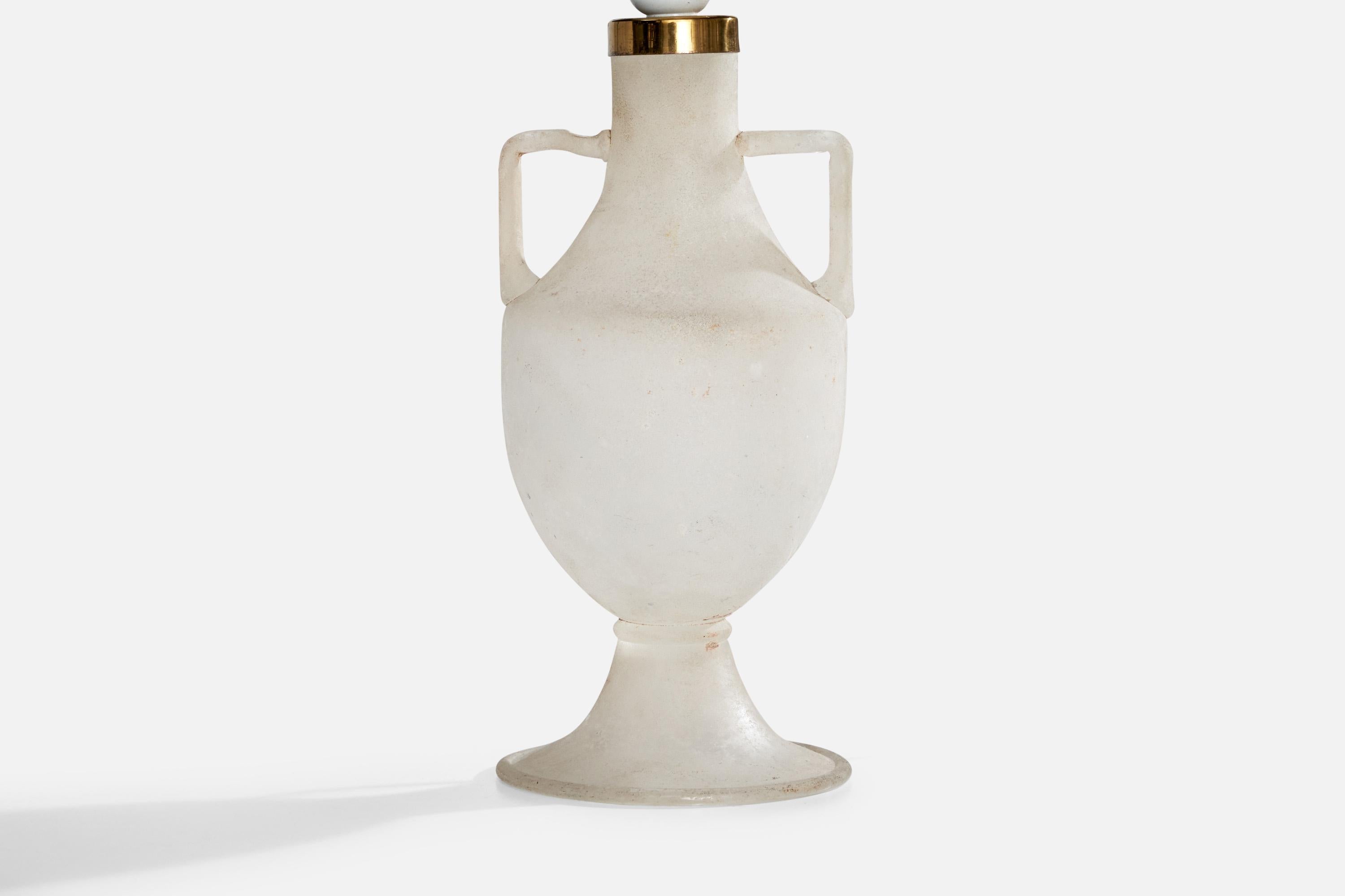 Italian Designer, Table Lamps, Glass, Brass, Italy, 1940s For Sale 5