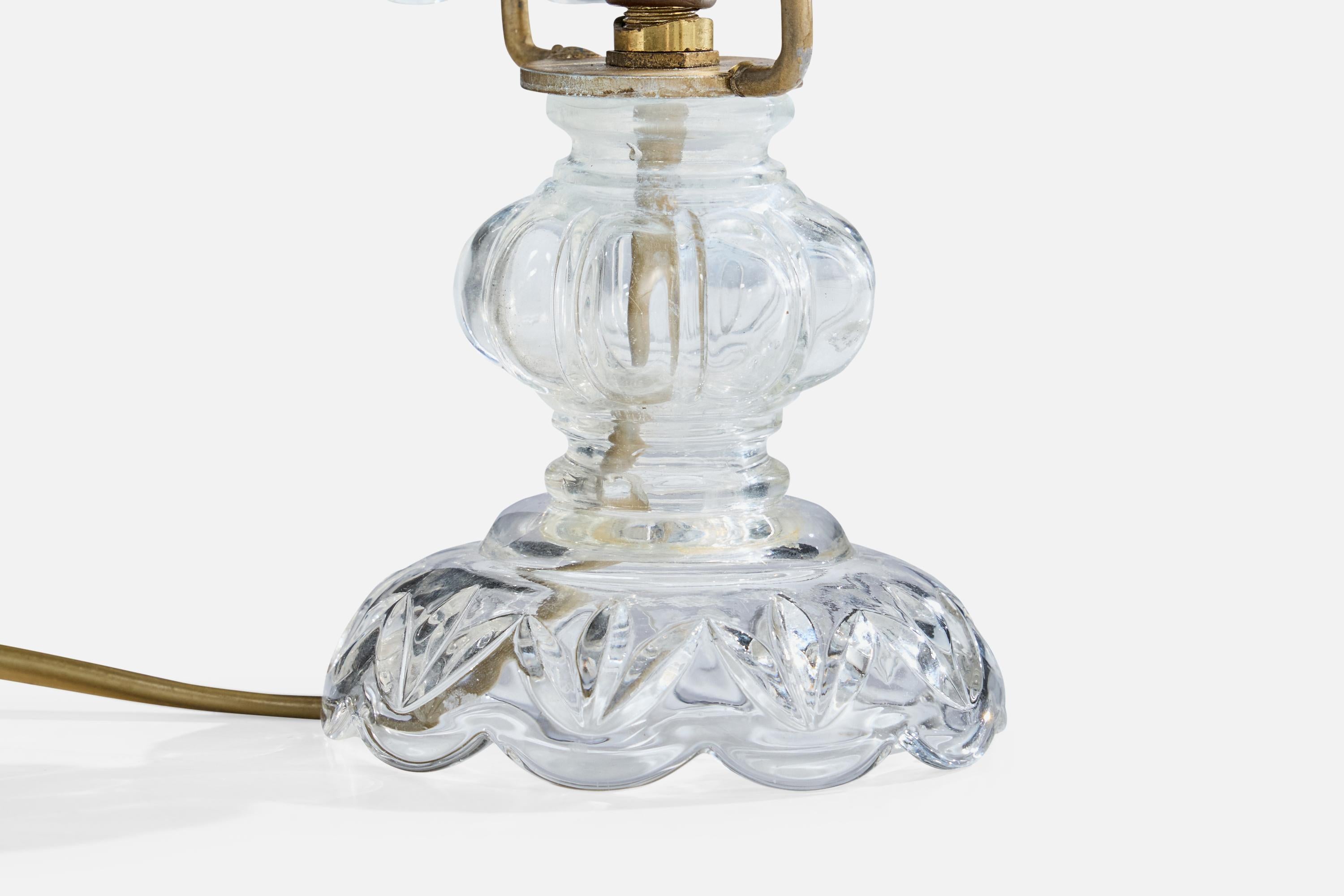 Designer italien, lampes de table, verre, laiton, Italie, années 1950 en vente 4