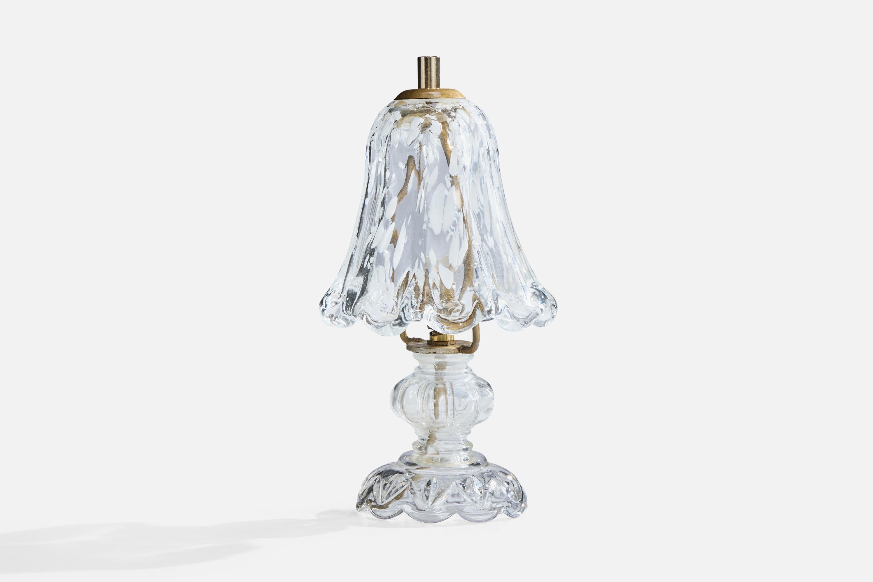 Designer italien, lampes de table, verre, laiton, Italie, années 1950 Bon état - En vente à High Point, NC