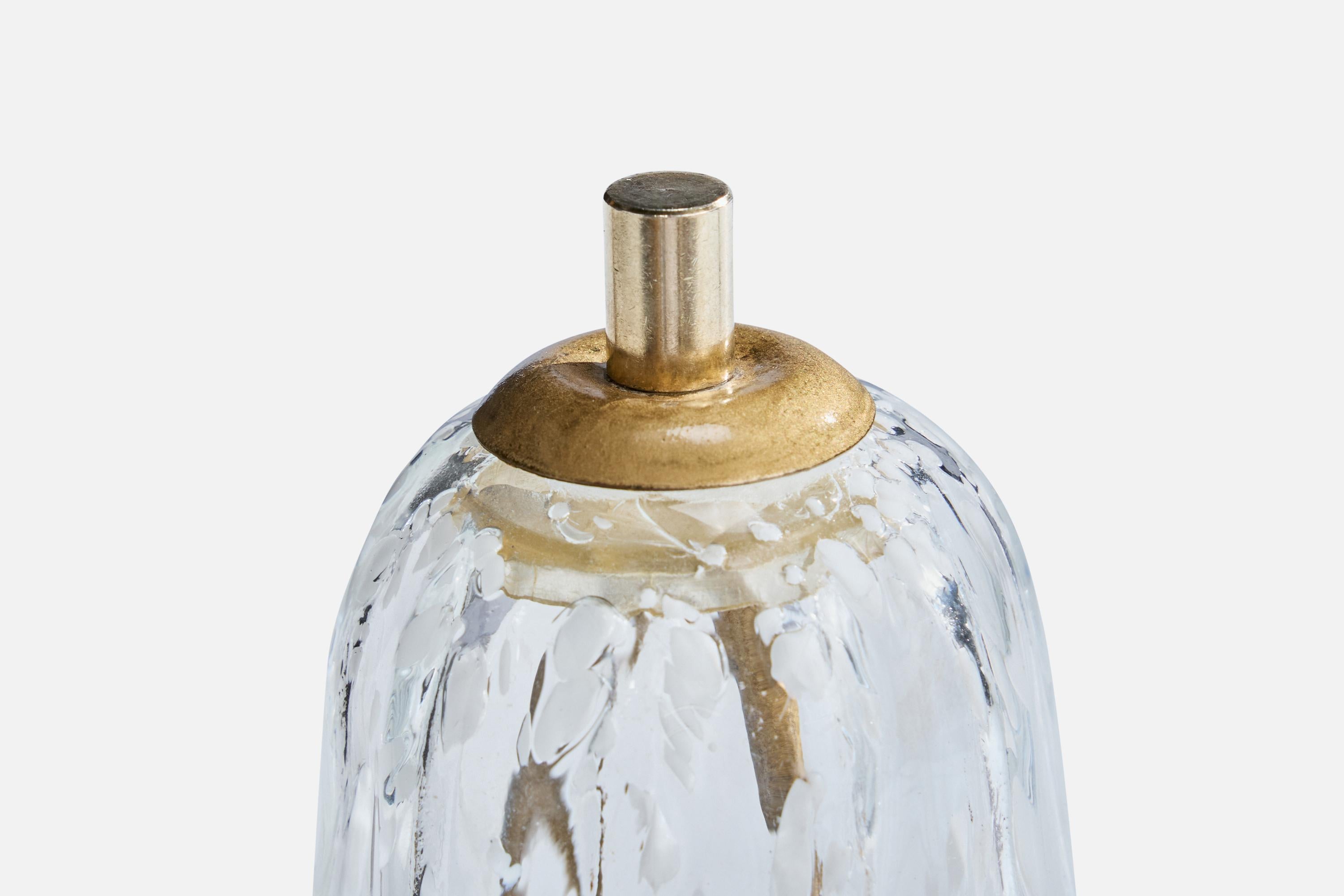 Laiton Designer italien, lampes de table, verre, laiton, Italie, années 1950 en vente