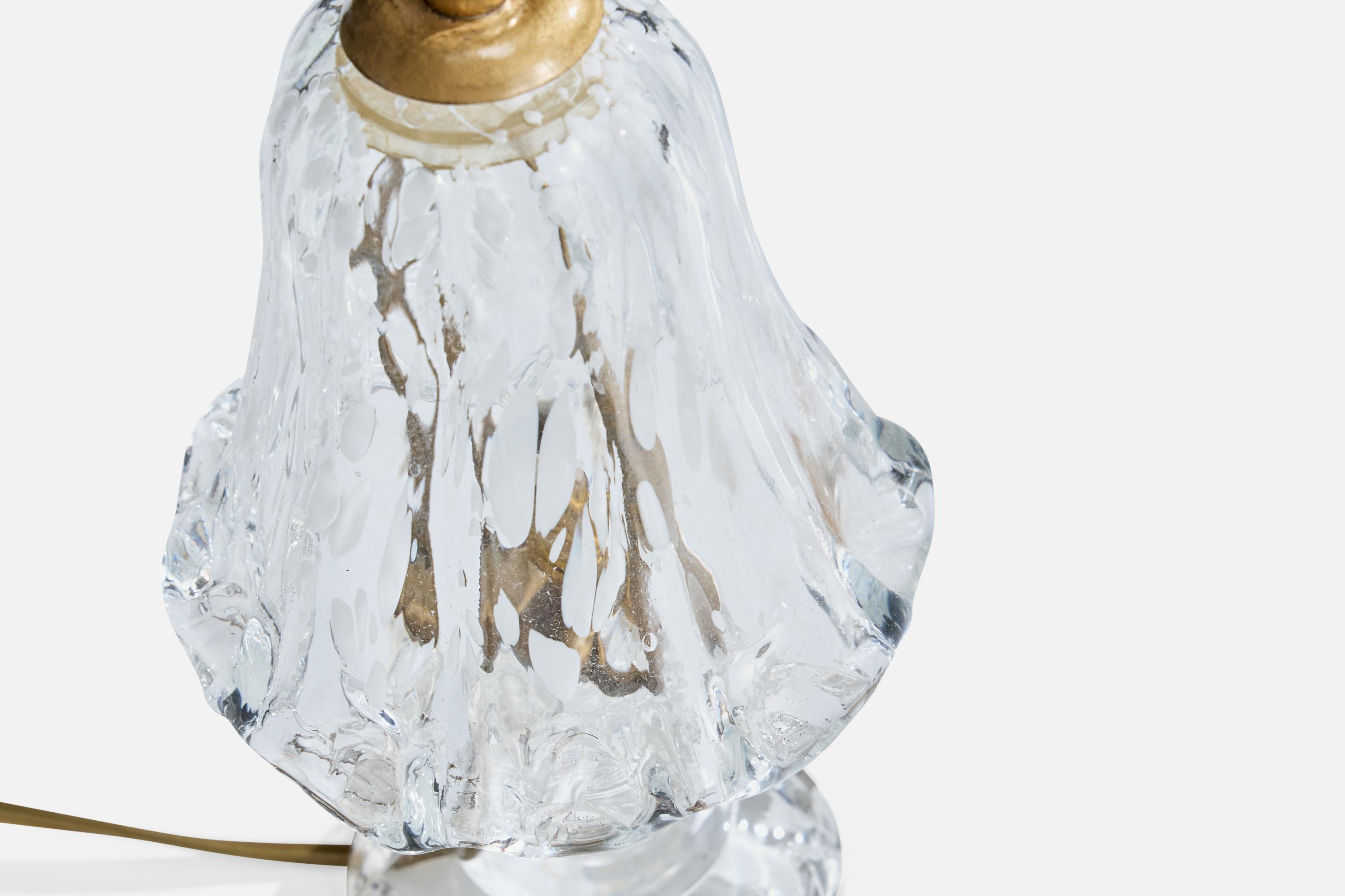 Designer italien, lampes de table, verre, laiton, Italie, années 1950 en vente 1