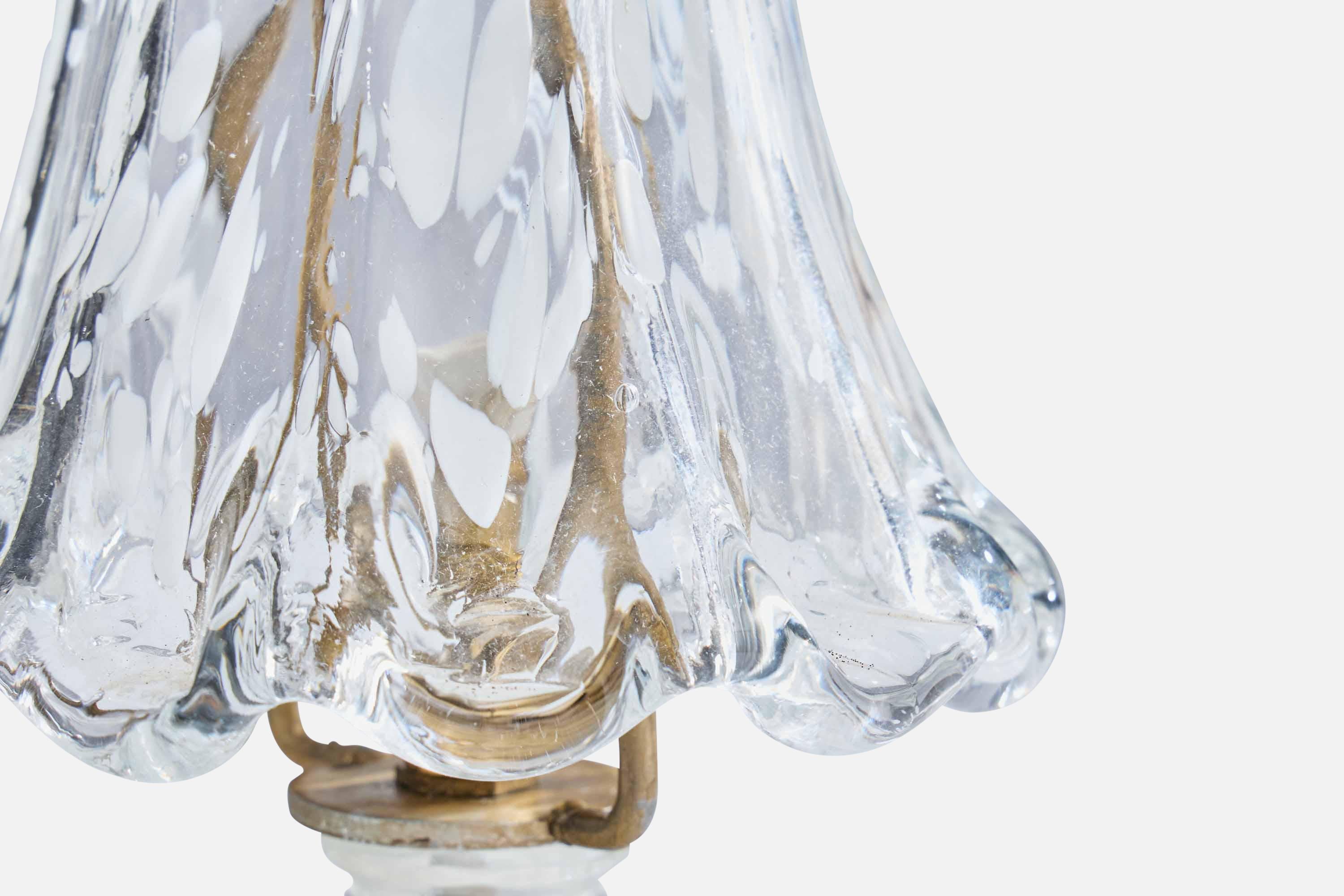 Designer italien, lampes de table, verre, laiton, Italie, années 1950 en vente 2