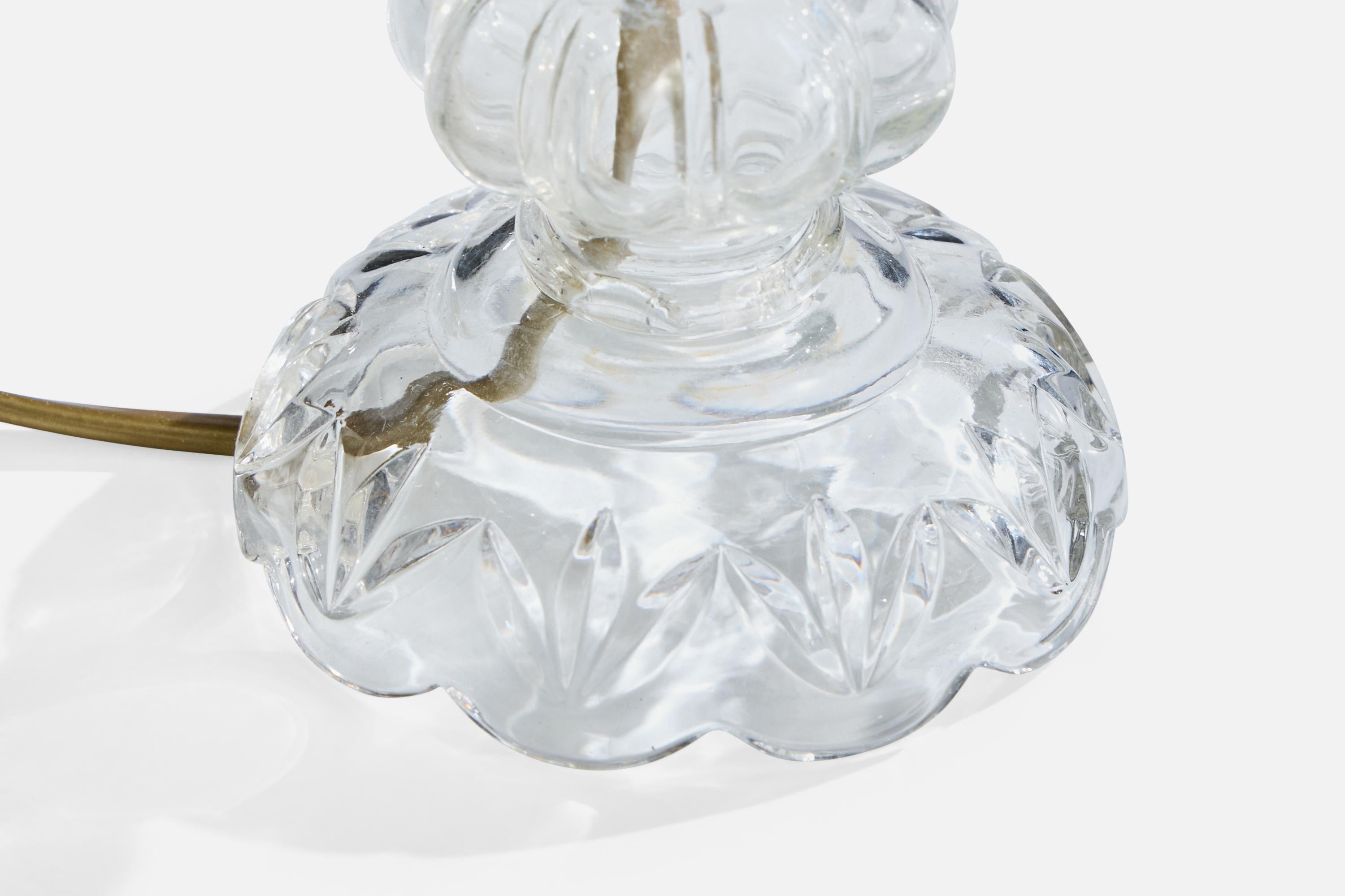 Designer italien, lampes de table, verre, laiton, Italie, années 1950 en vente 3