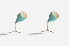 Italian Designer, Table Lamps, Metal, Chrome, Italy, 1950s