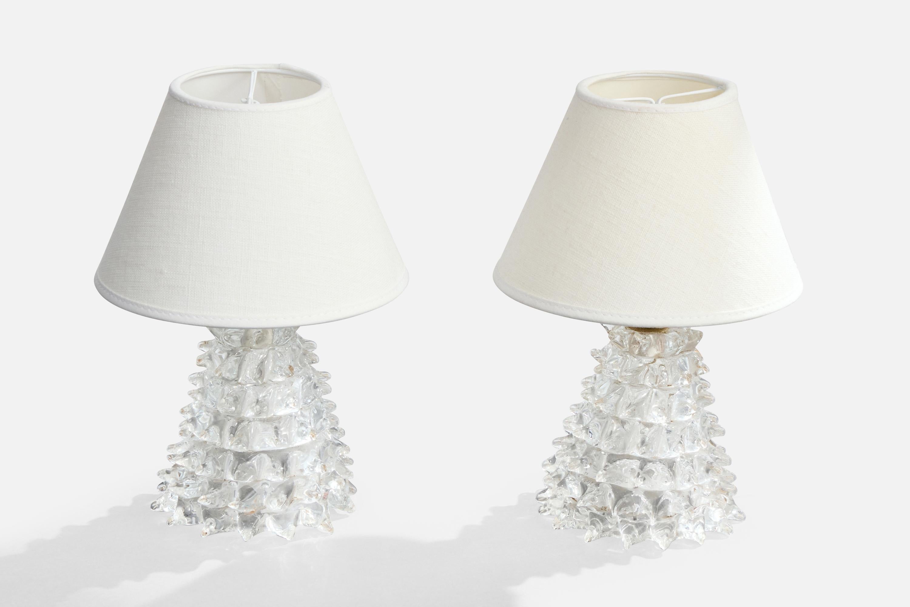 Italienischer Designer, Tischlampen, Murano Glas, Messing, Italien, 1940er Jahre im Zustand „Gut“ im Angebot in High Point, NC