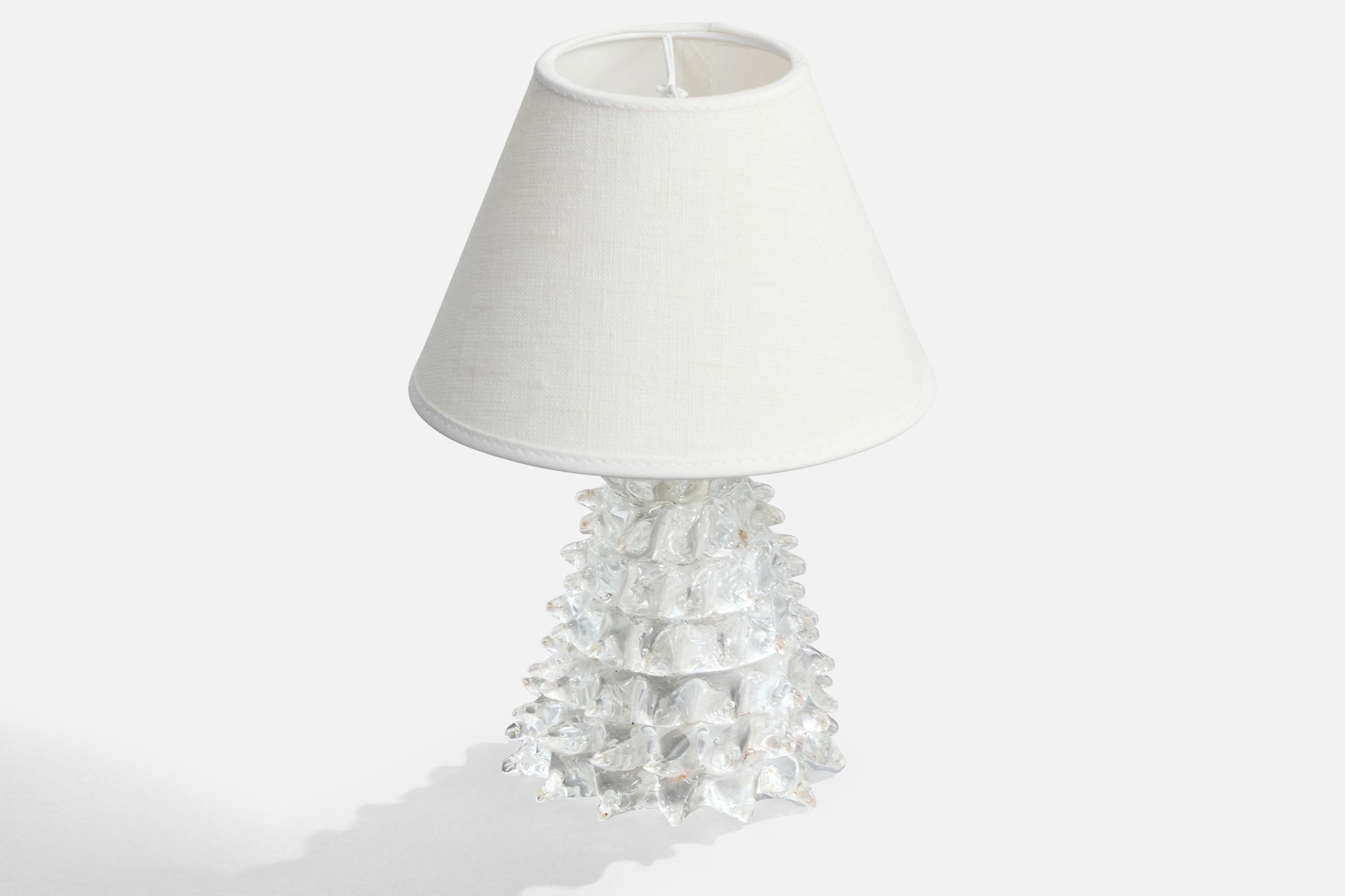Italienischer Designer, Tischlampen, Murano Glas, Messing, Italien, 1940er Jahre (Mitte des 20. Jahrhunderts) im Angebot