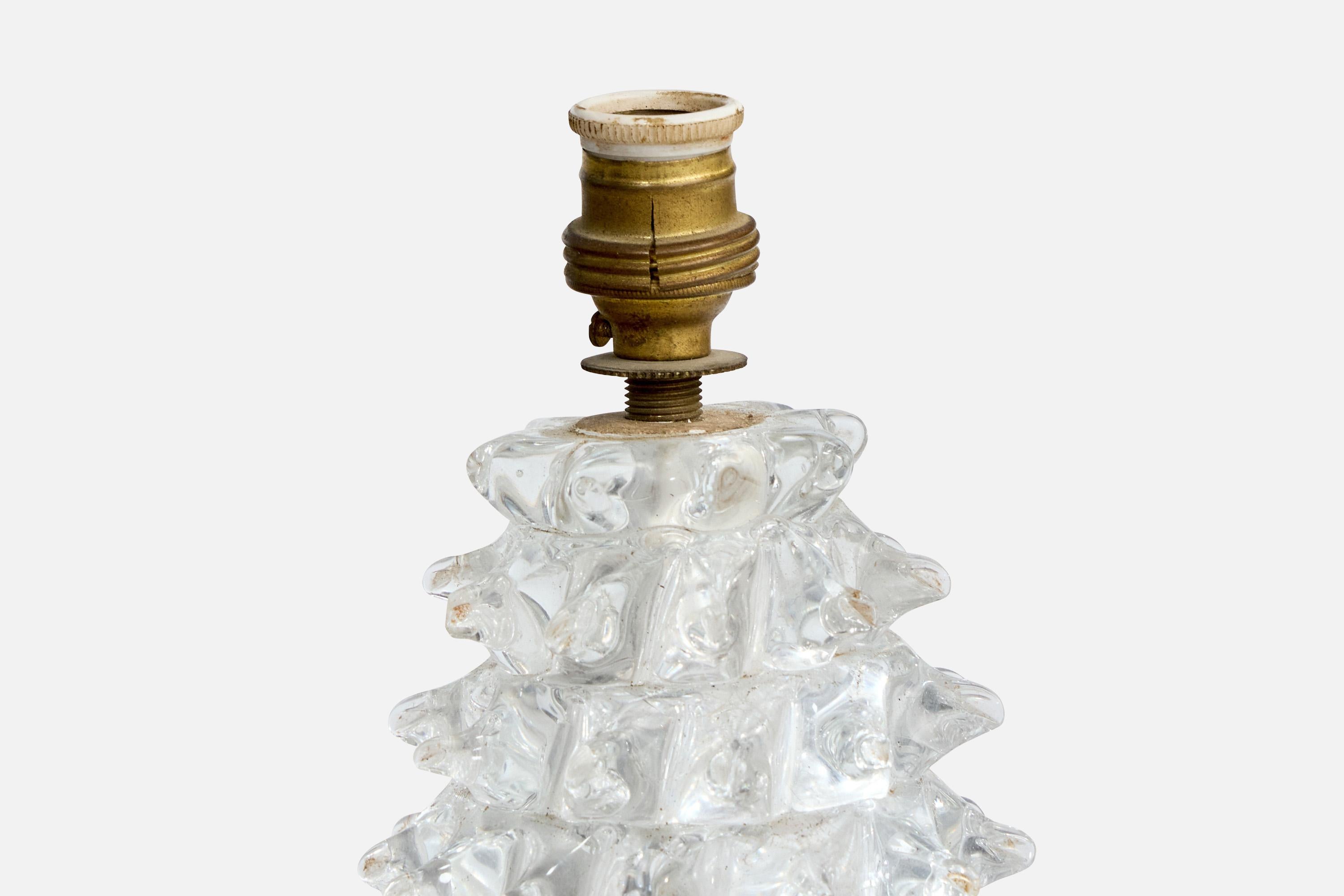 Italienischer Designer, Tischlampen, Murano Glas, Messing, Italien, 1940er Jahre im Angebot 2