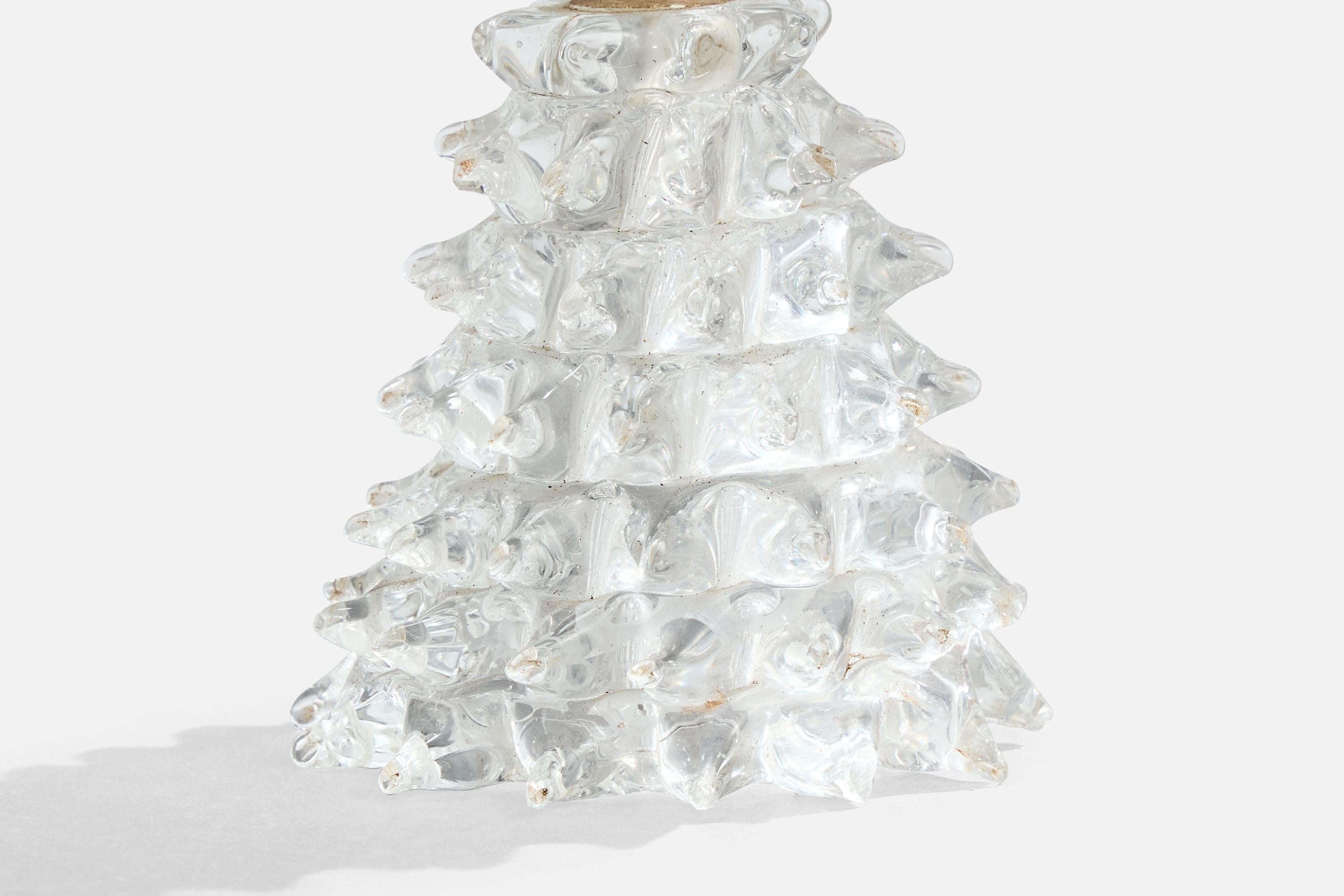 Italienischer Designer, Tischlampen, Murano Glas, Messing, Italien, 1940er Jahre im Angebot 3