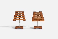 Italienischer italienischer Designer, Tischlampen, Kiefer, Metall, Italien, 1960er Jahre