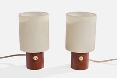 Italian Designer, Table Lamps, Wood, Acrylic, Italy, 1960s