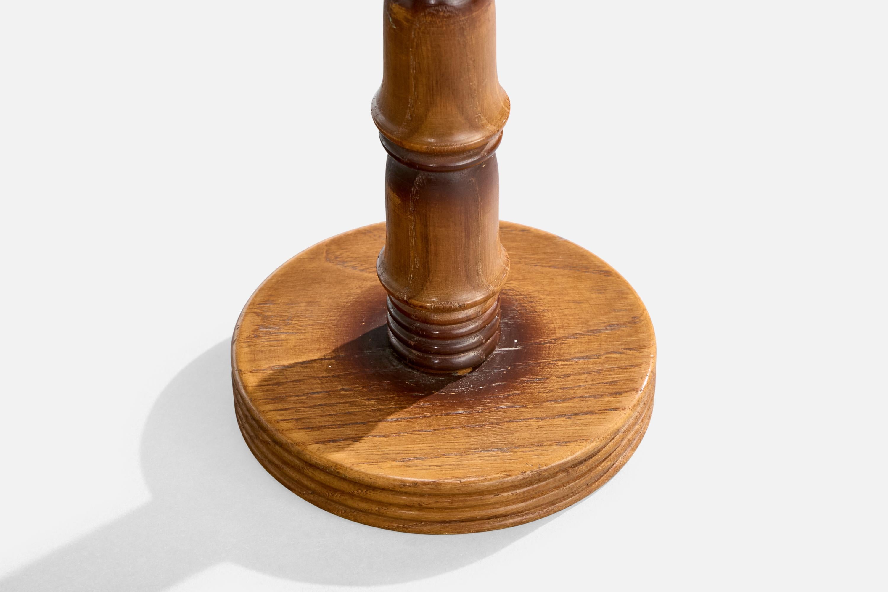 Italian Designer, Table Lamps, Wood, Iron, Fabric, Italy, 1940s For Sale 3