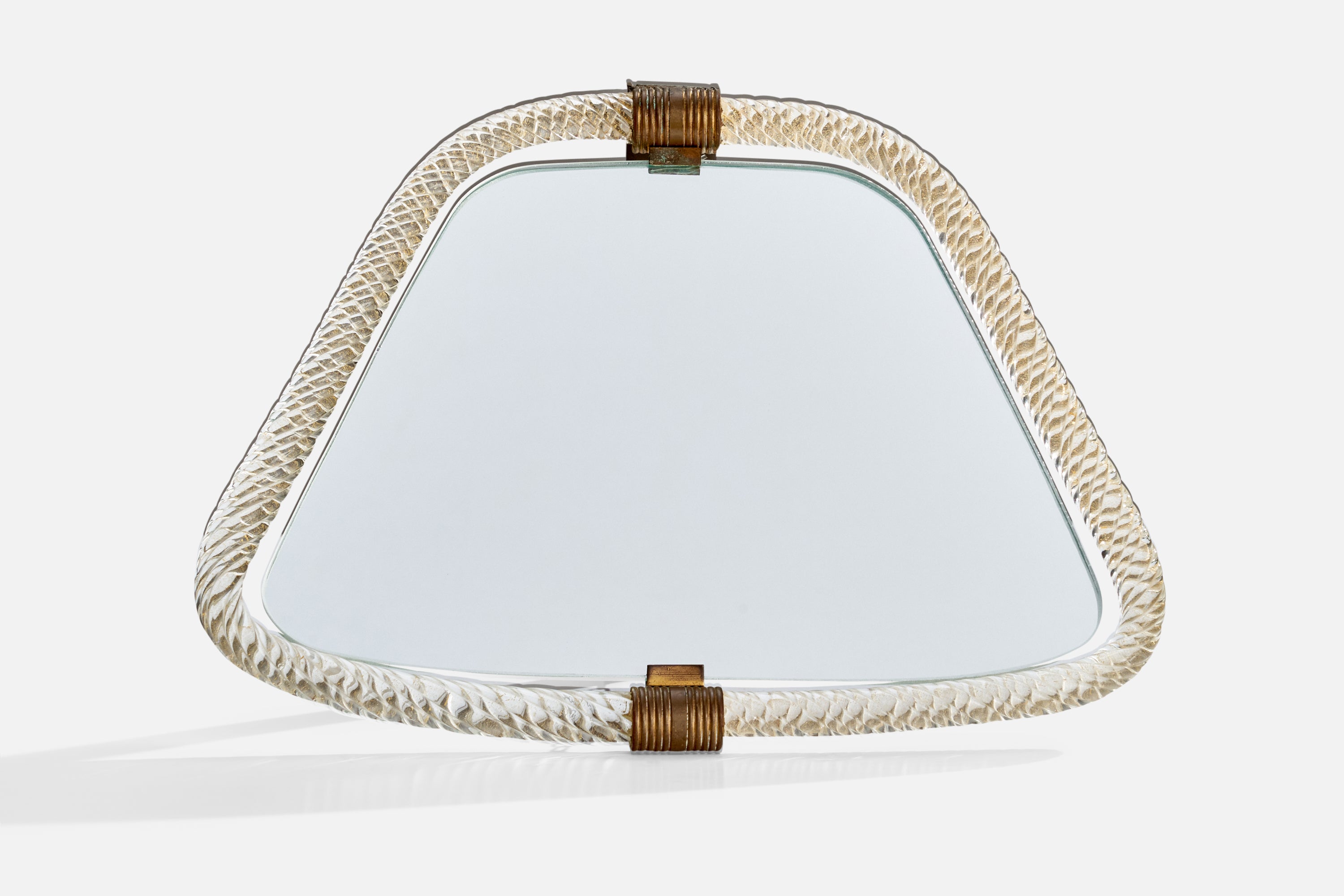 Designer italien, miroir de table, laiton, verre, Italie, années 1930