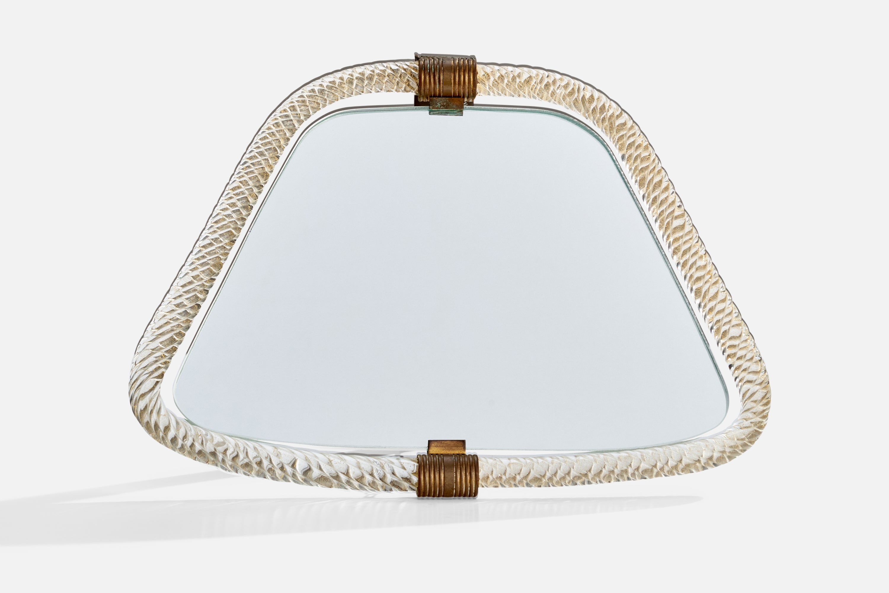 Italian Designer, Table Mirror, Brass, Glass, Italy, 1930s