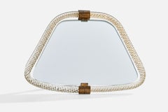 Designer italien, miroir de table, laiton, verre, Italie, années 1930