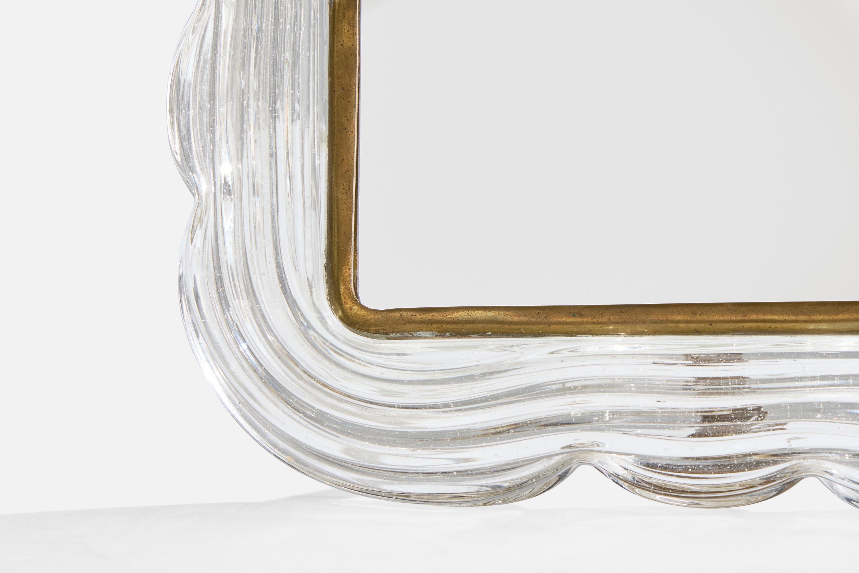 Milieu du XXe siècle Designer italien, miroir de table, laiton, verre, miroir, Italie, années 1940 en vente