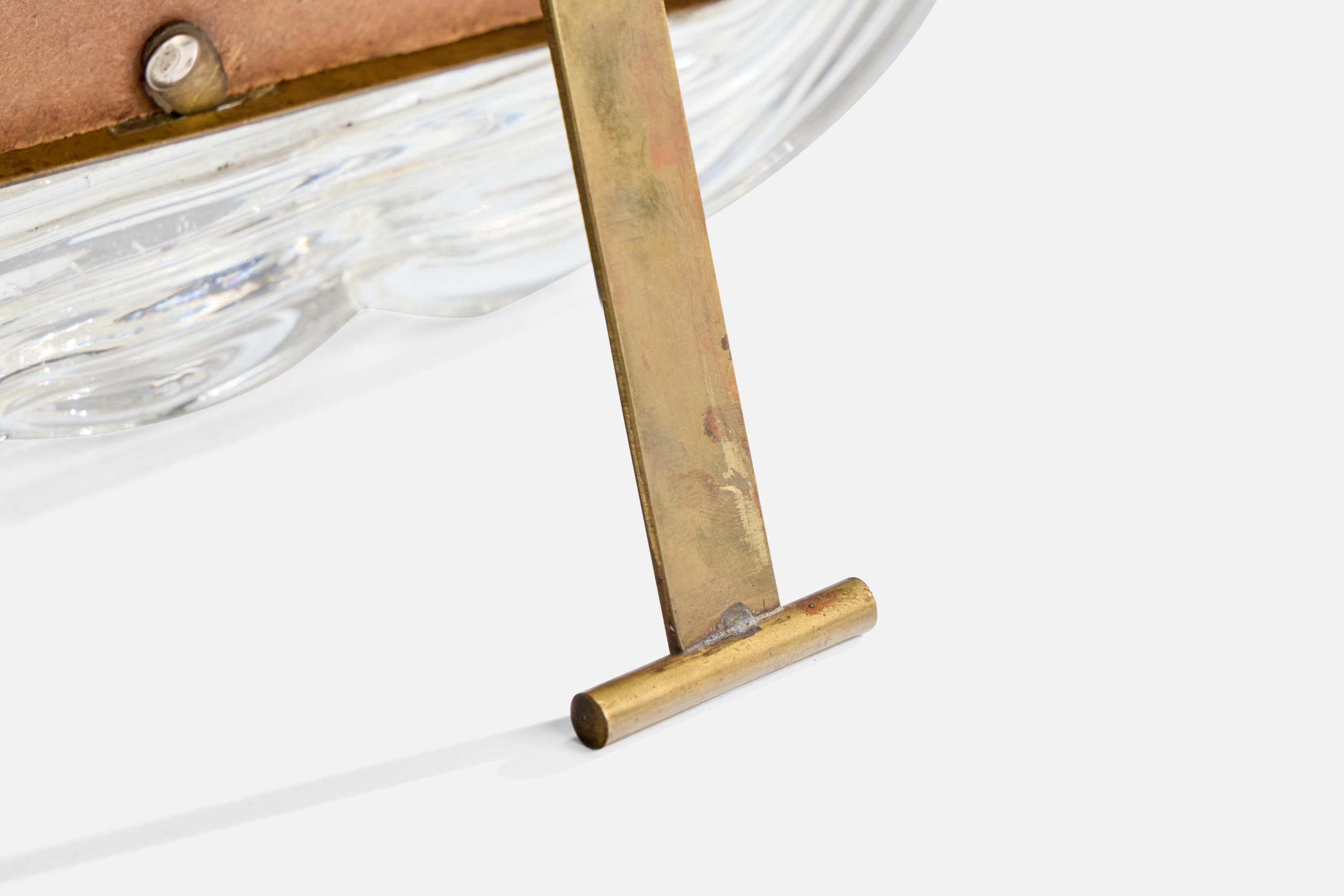 Laiton Designer italien, miroir de table, laiton, verre, miroir, Italie, années 1940 en vente