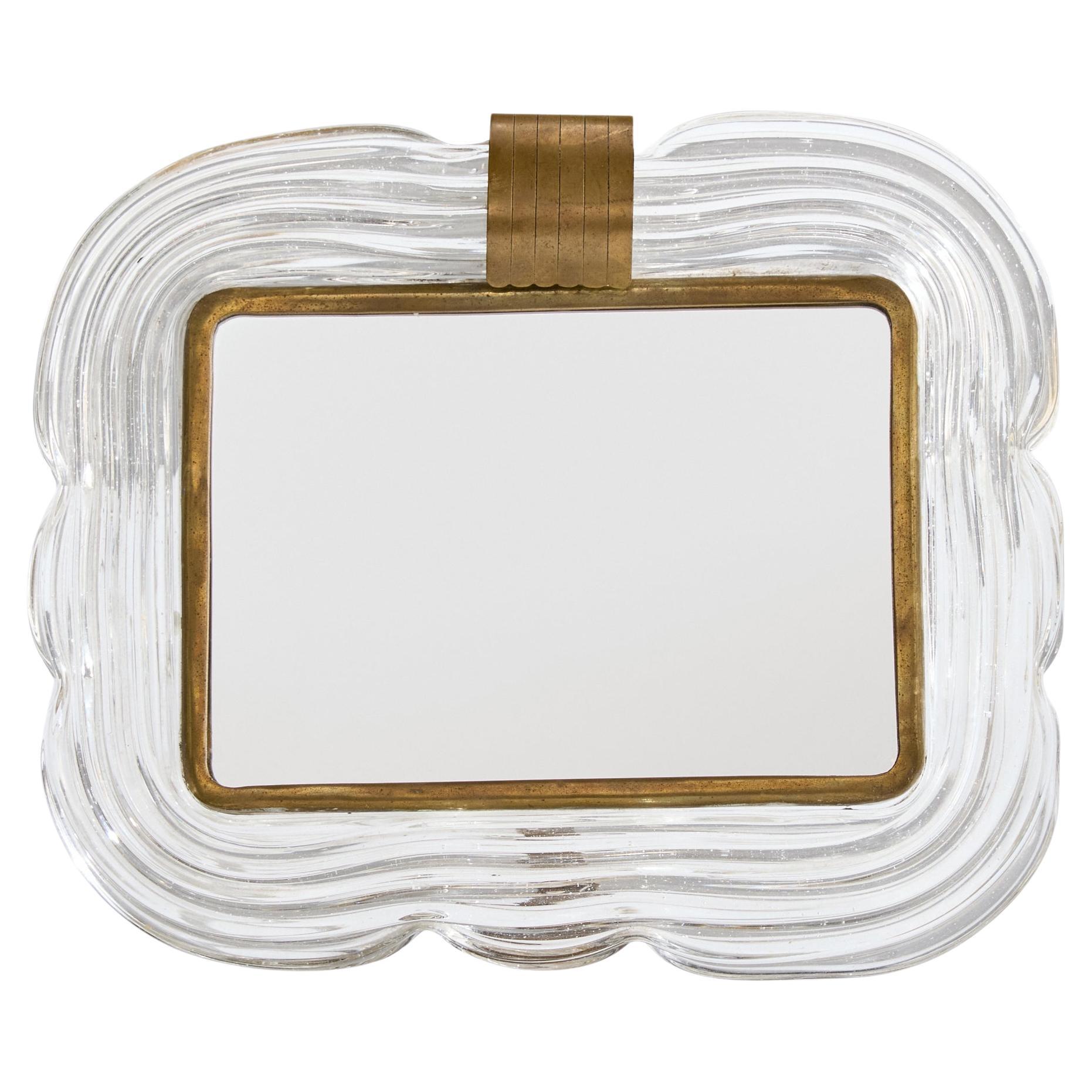 Italian Designer, Table Mirror, Brass, Glass, Mirror, Italy, 1940s