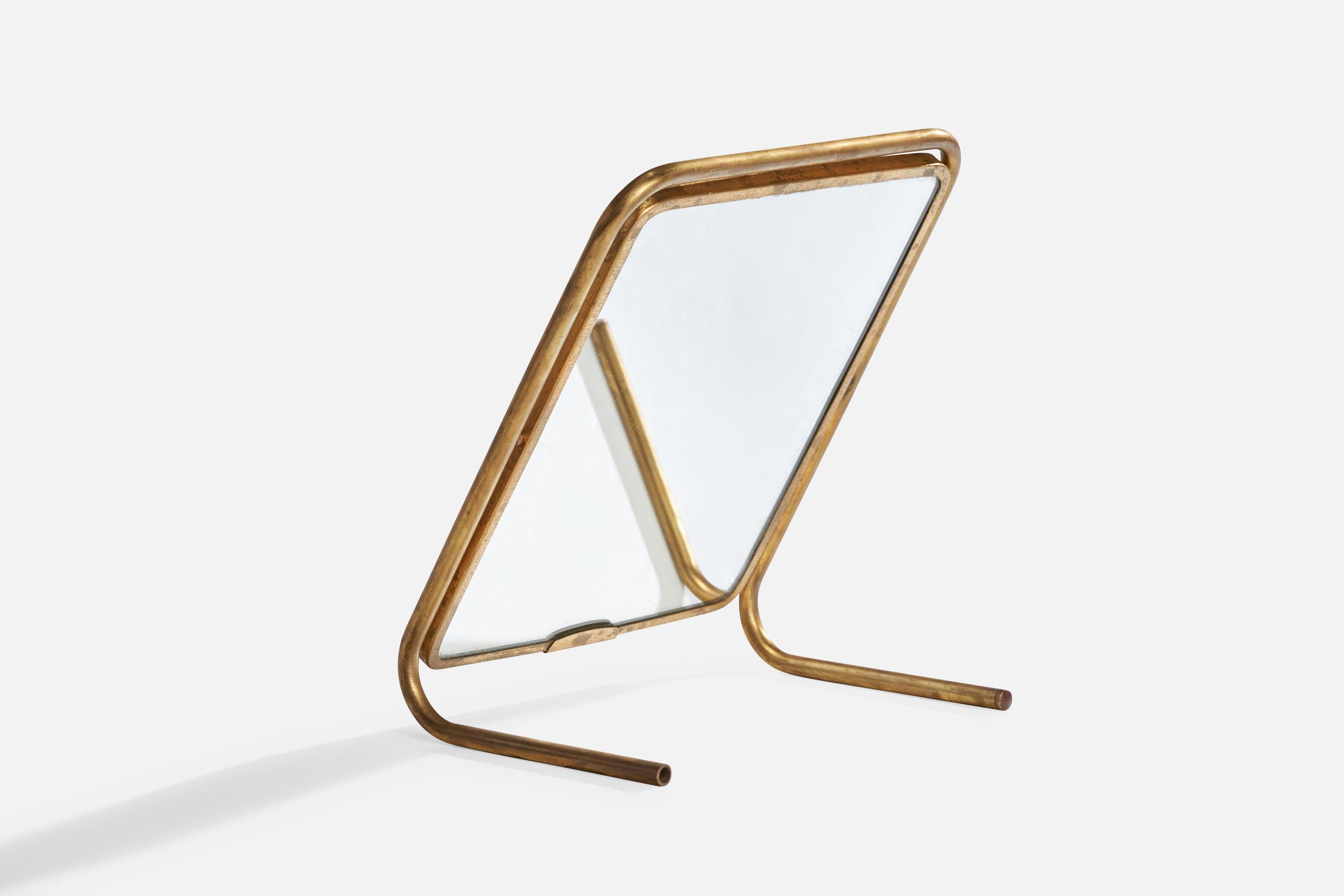 Specchio da tavolo di design italiano, ottone, Italia, anni '1930 in vendita 6