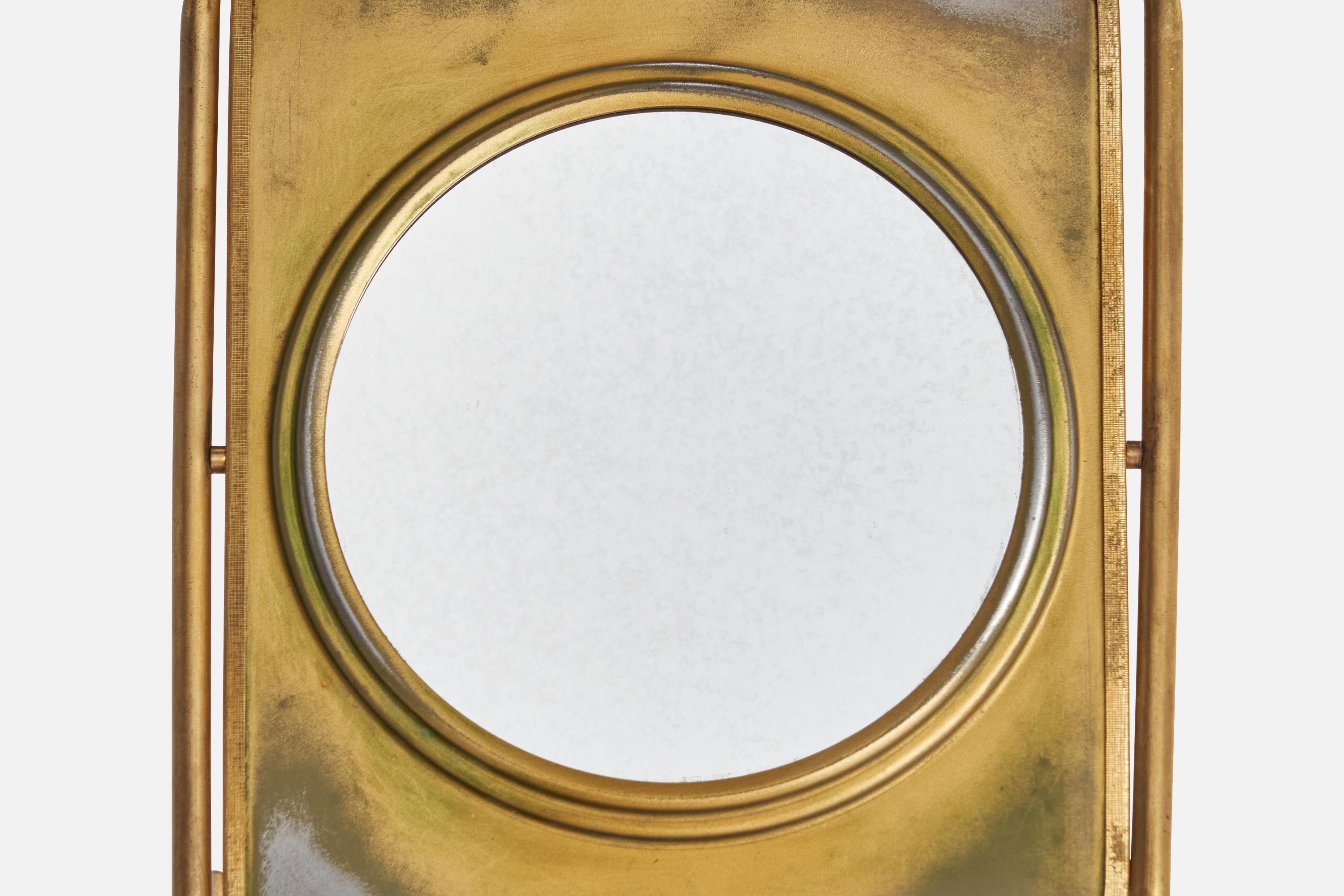 Specchio da tavolo di design italiano, ottone, Italia, anni '1930 in vendita 7