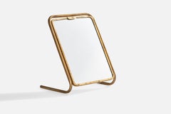 Italian Designer, Table Mirror, Brass, Italy, 1930s