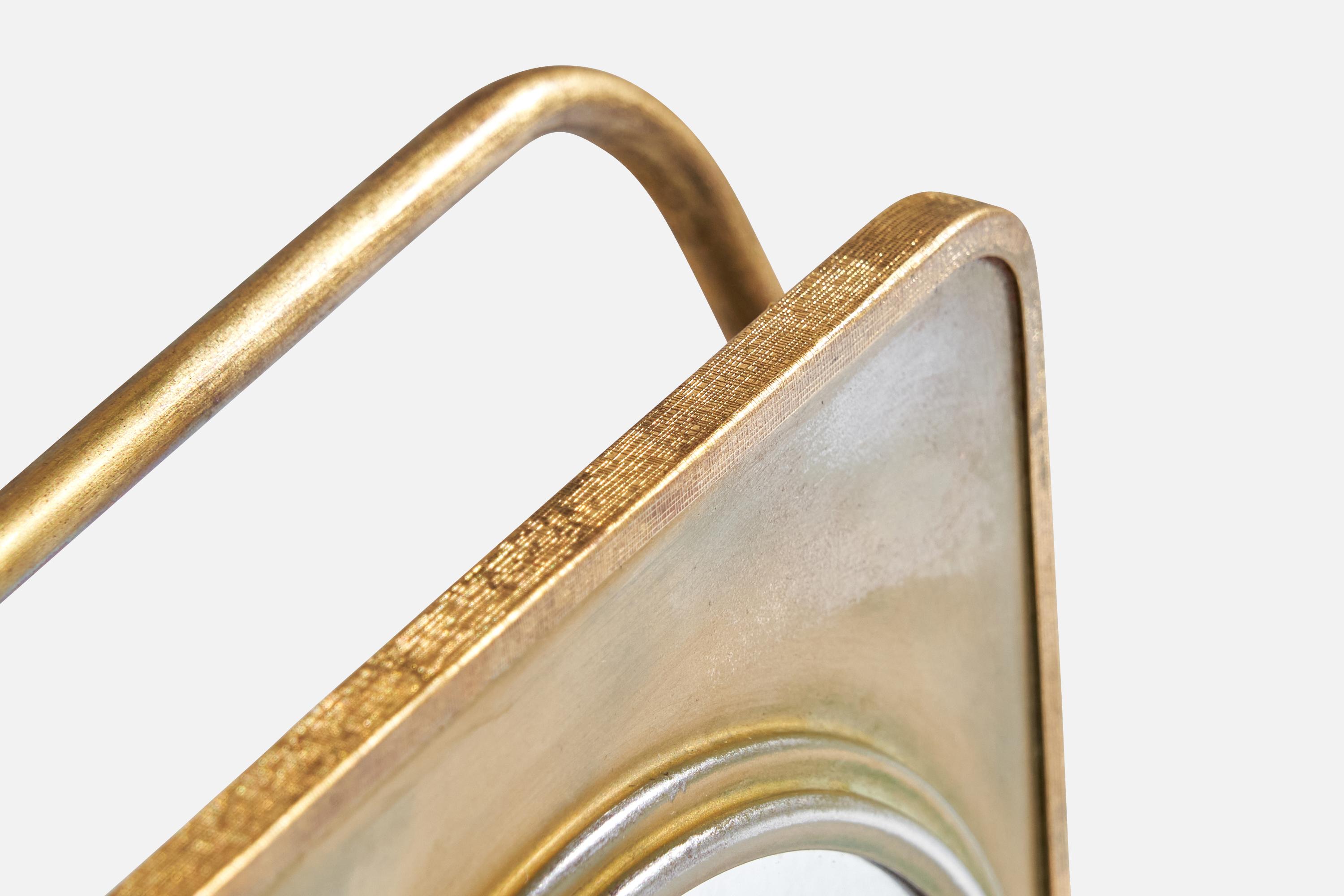 Specchio da tavolo di design italiano, ottone, Italia, anni '1930 In condizioni buone in vendita a High Point, NC
