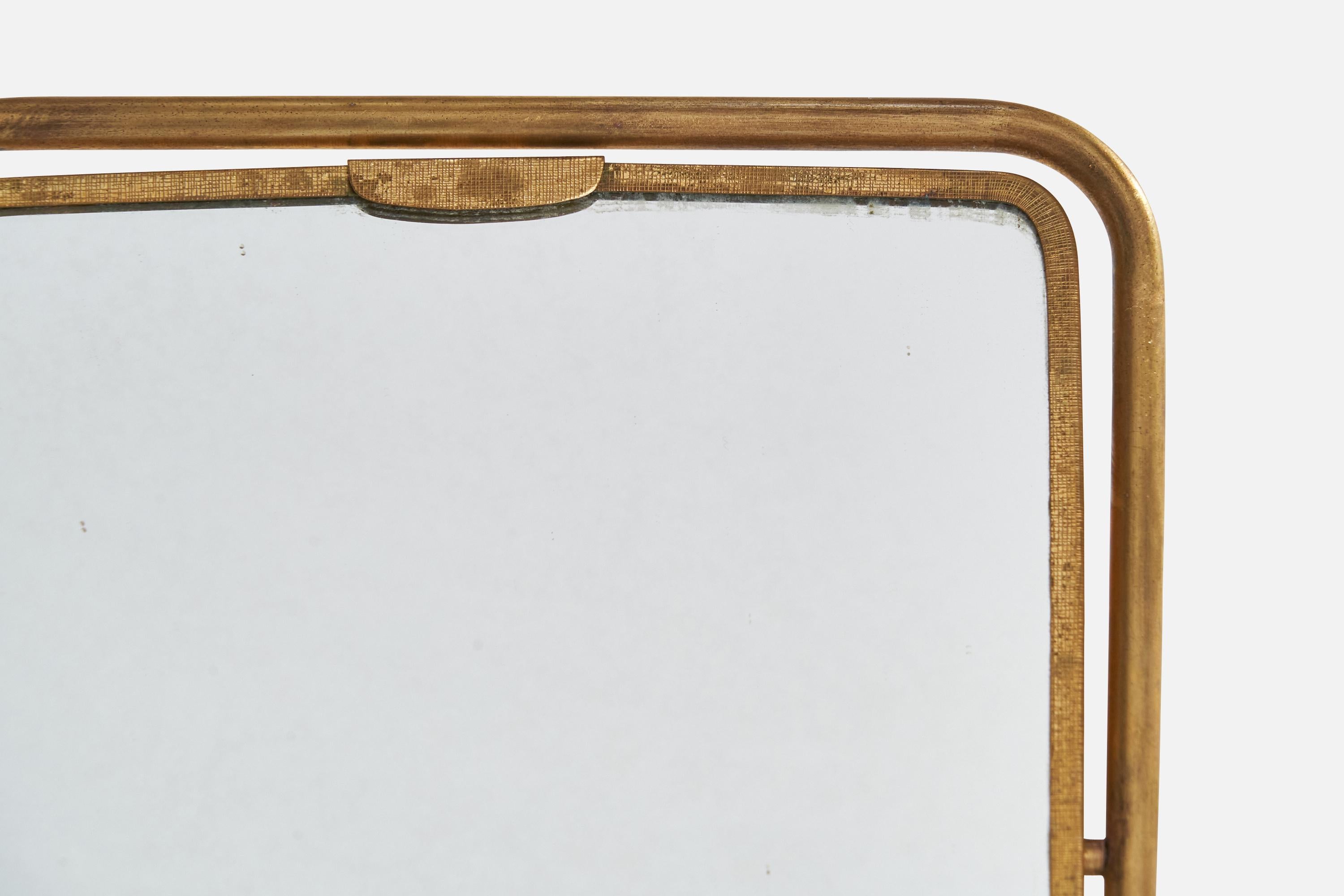 Metà XX secolo Specchio da tavolo di design italiano, ottone, Italia, anni '1930 in vendita