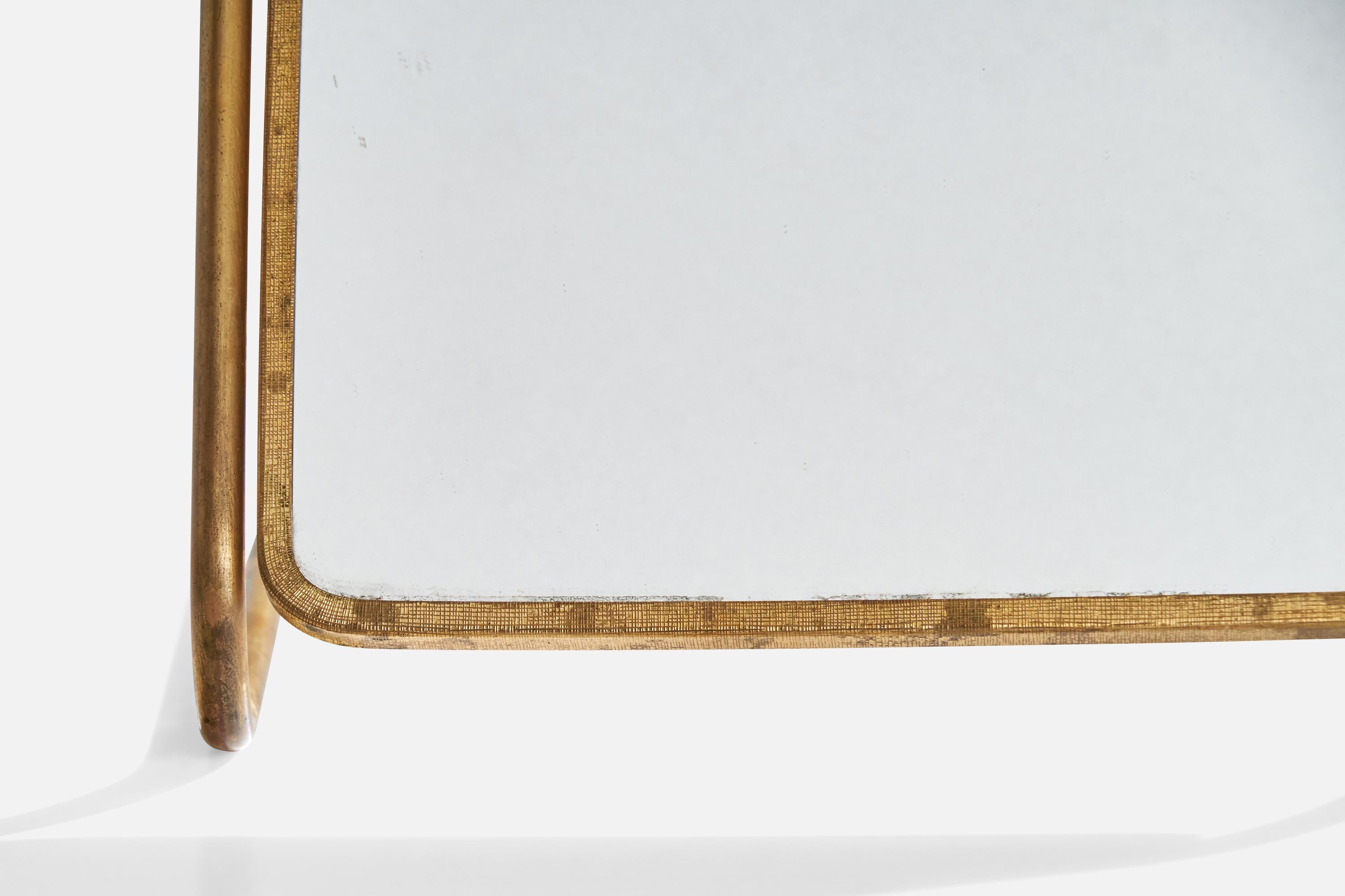 Ottone Specchio da tavolo di design italiano, ottone, Italia, anni '1930 in vendita