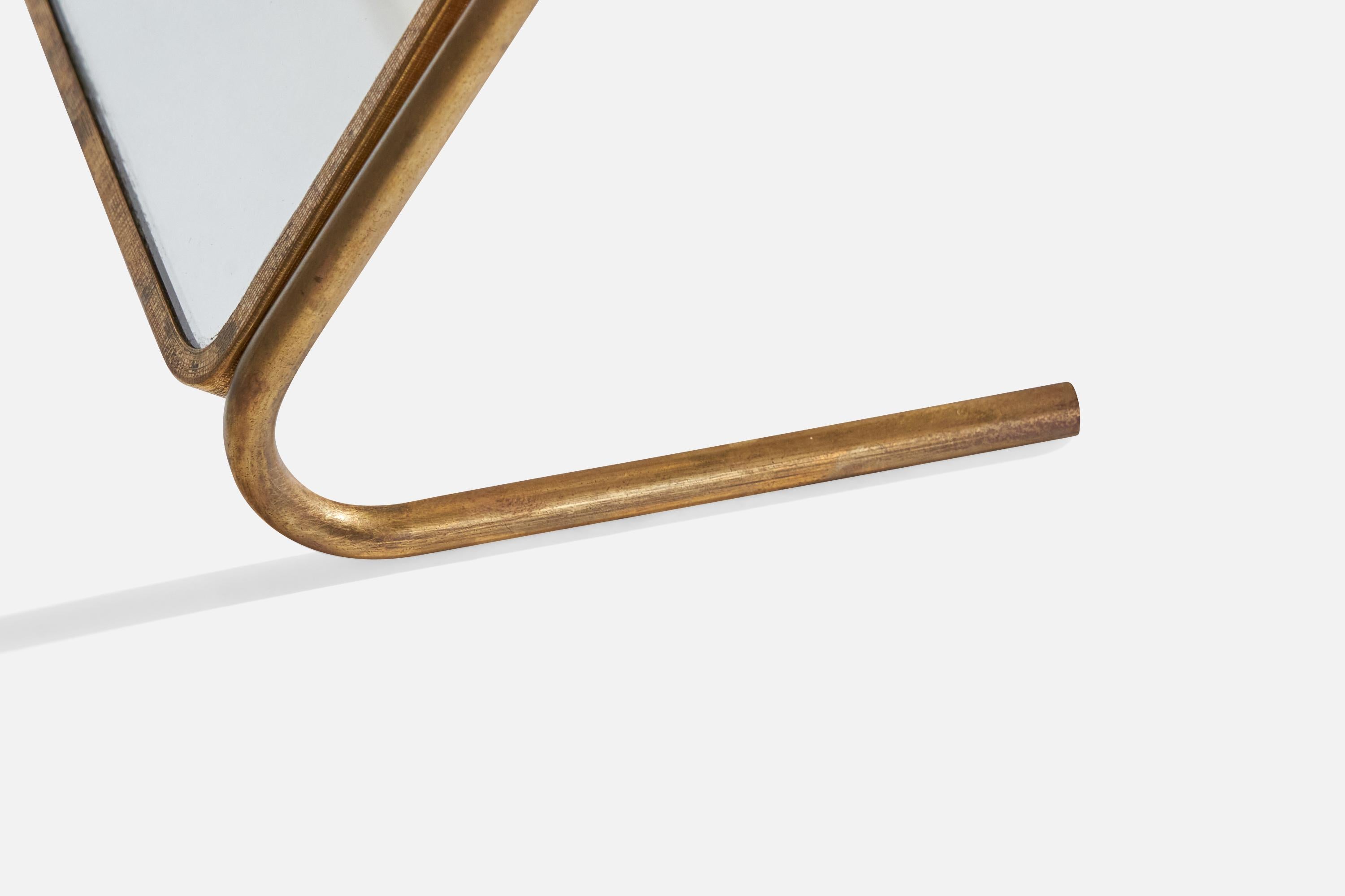 Specchio da tavolo di design italiano, ottone, Italia, anni '1930 in vendita 1