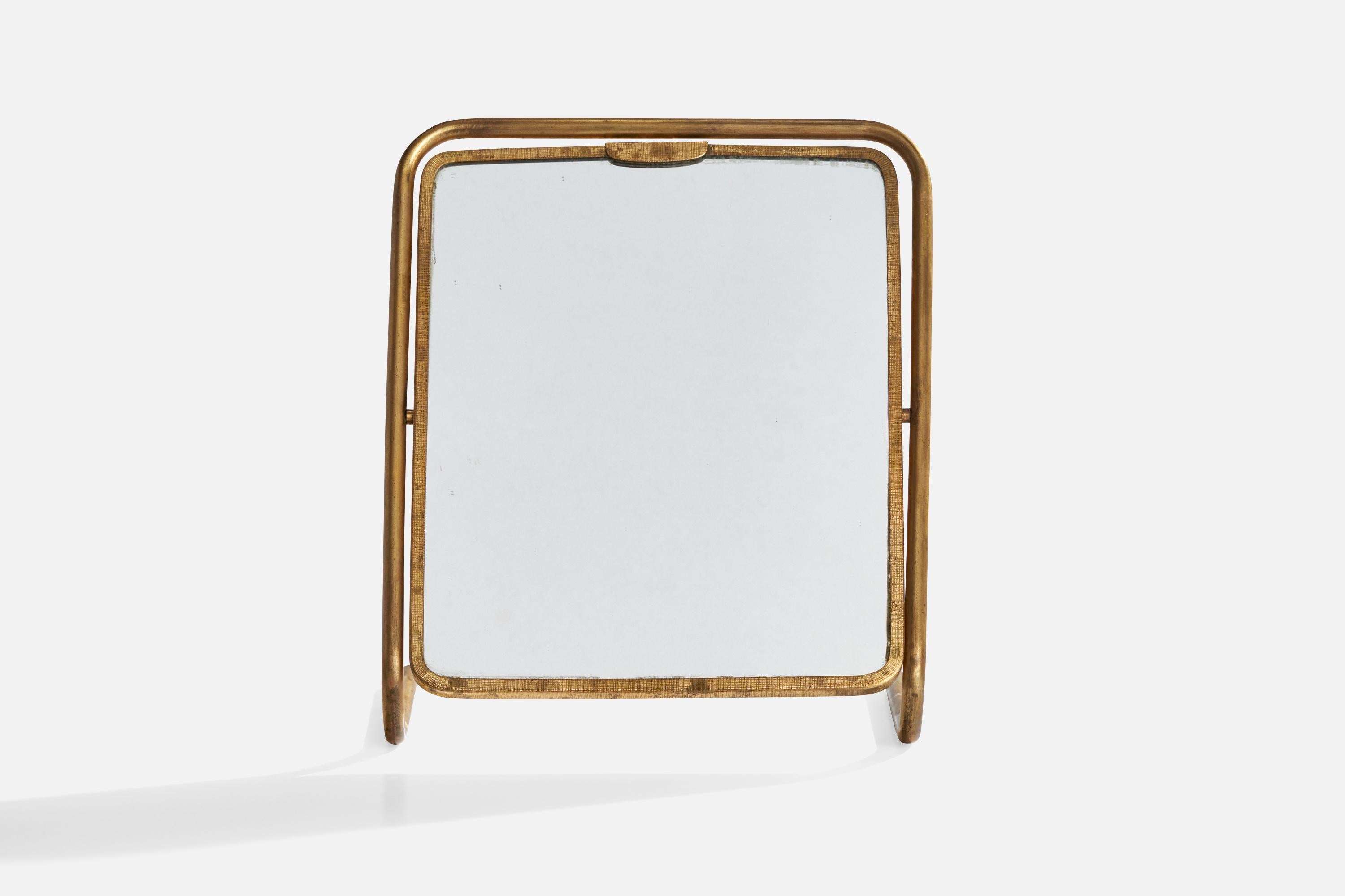 Specchio da tavolo di design italiano, ottone, Italia, anni '1930 in vendita 2