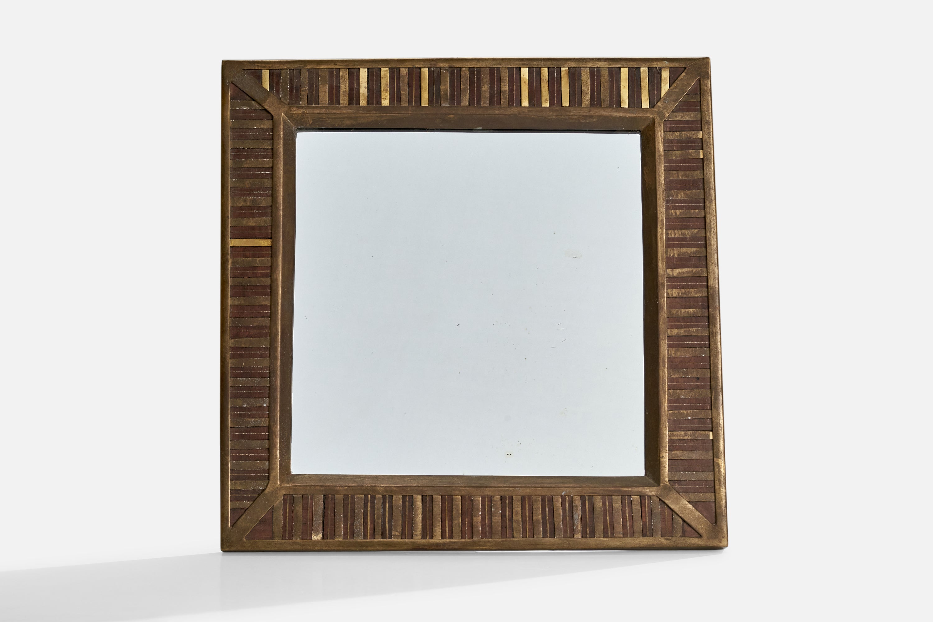 Diseñador italiano, Espejo de mesa, Latón, Italia, Años 1930